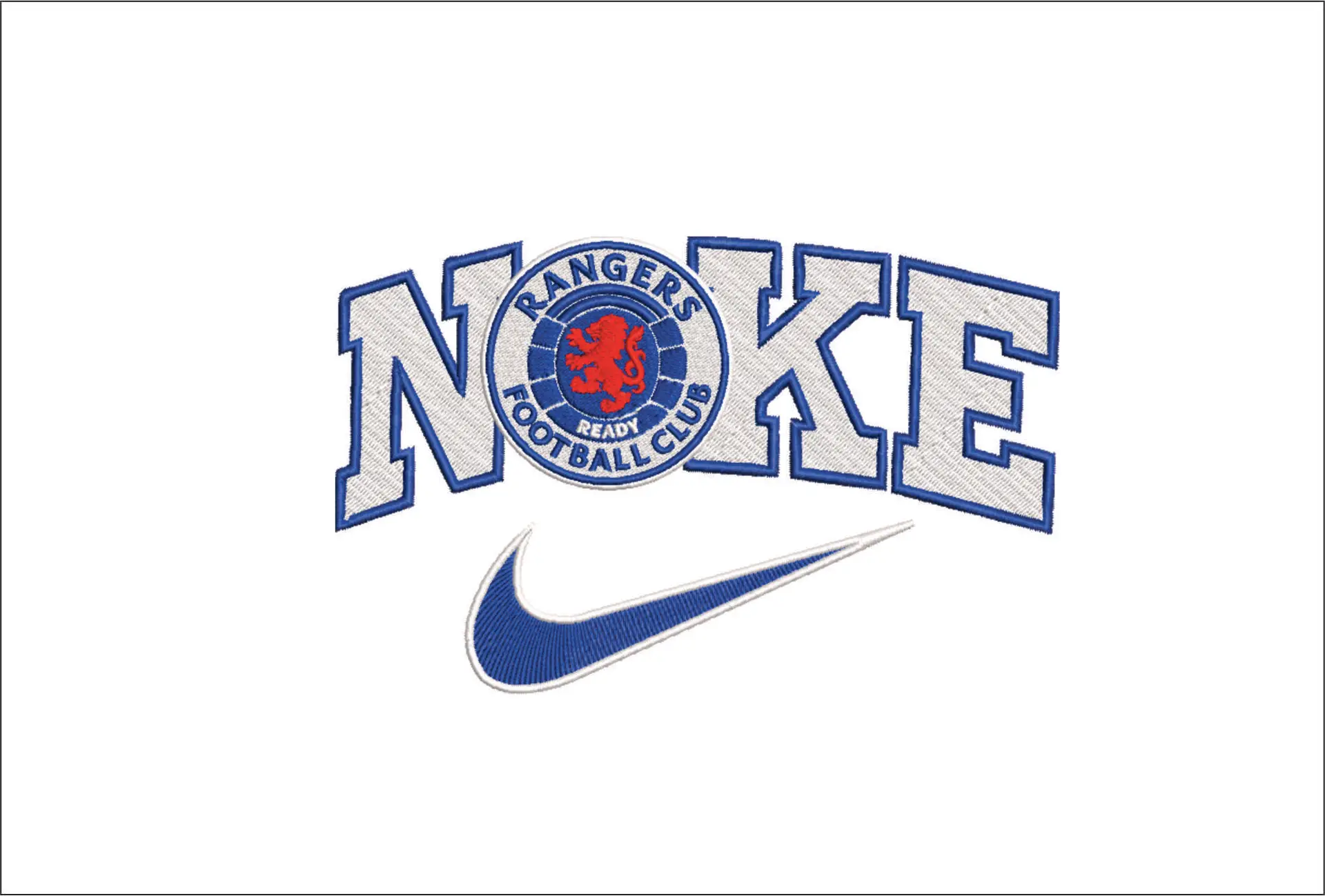 Nike Swoosh Rangers Football Club - Scottish League embroidery design file - instant download