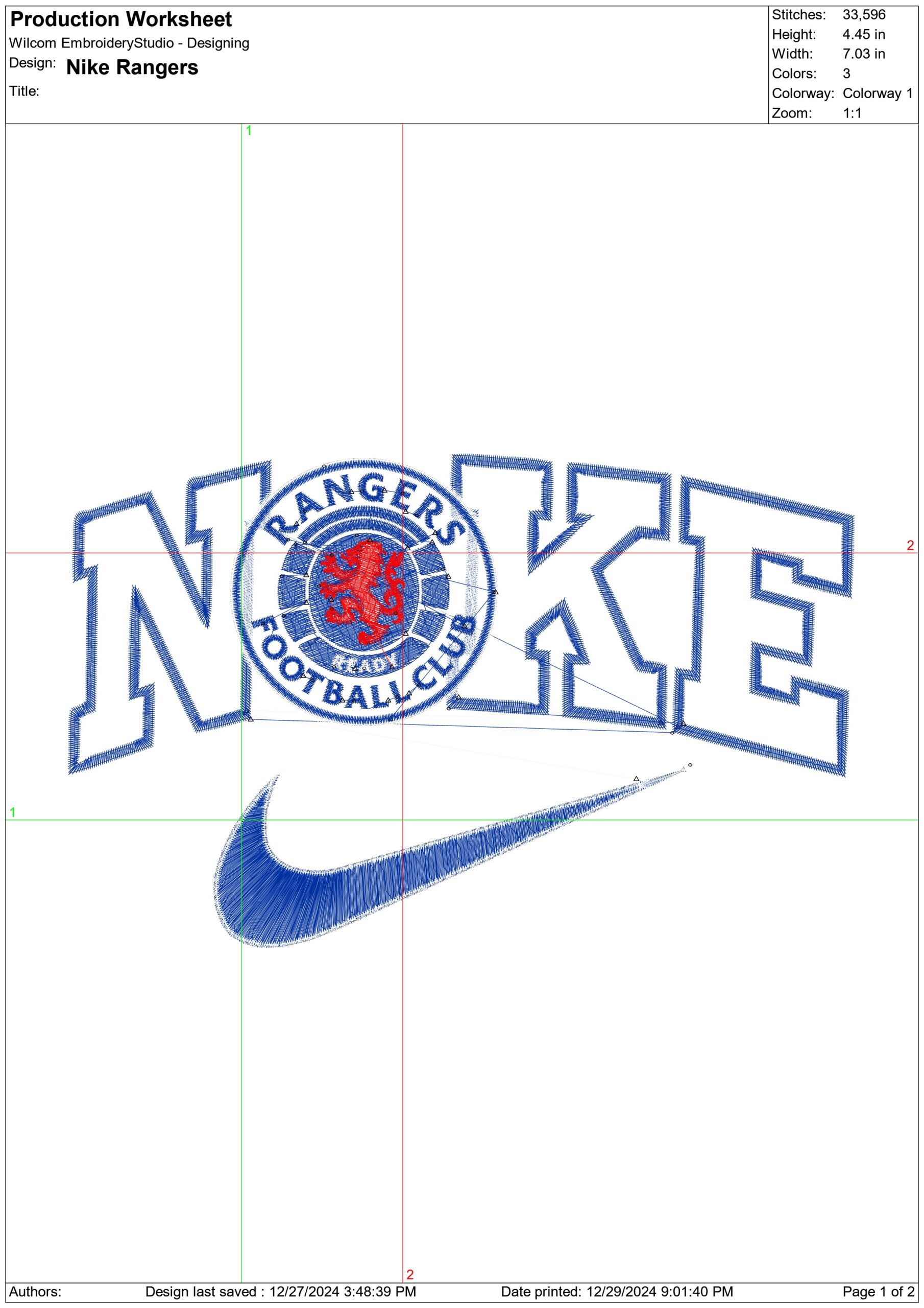 Nike Swoosh Rangers Football Club - Scottish League embroidery design file - instant download — view 2