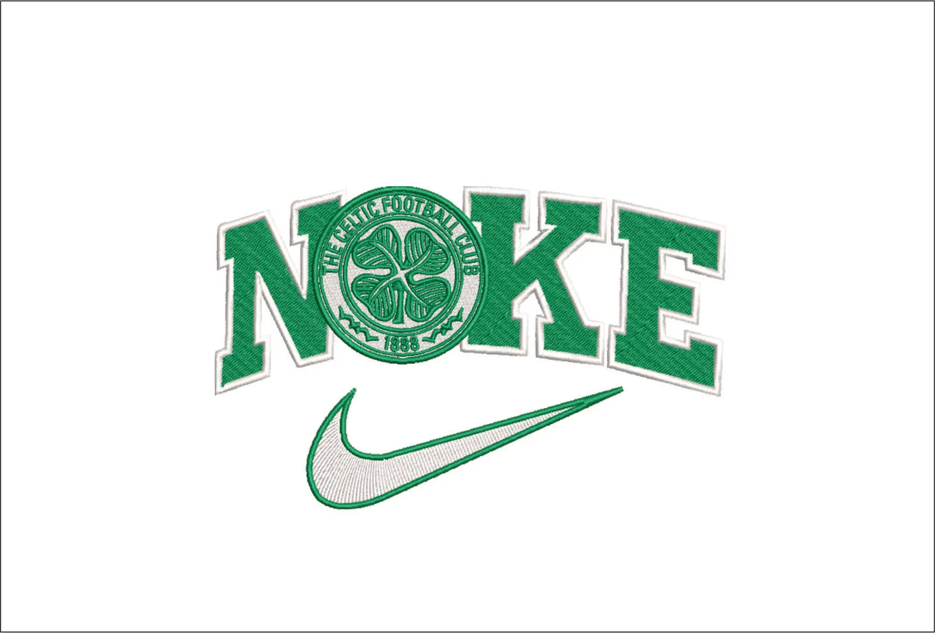 Nike Swoosh Celtic Football Club - Scottish League embroidery design file - instant download