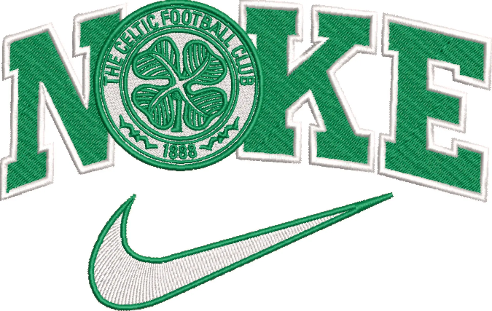 Nike Swoosh Celtic Football Club - Scottish League embroidery design file - instant download — view 3