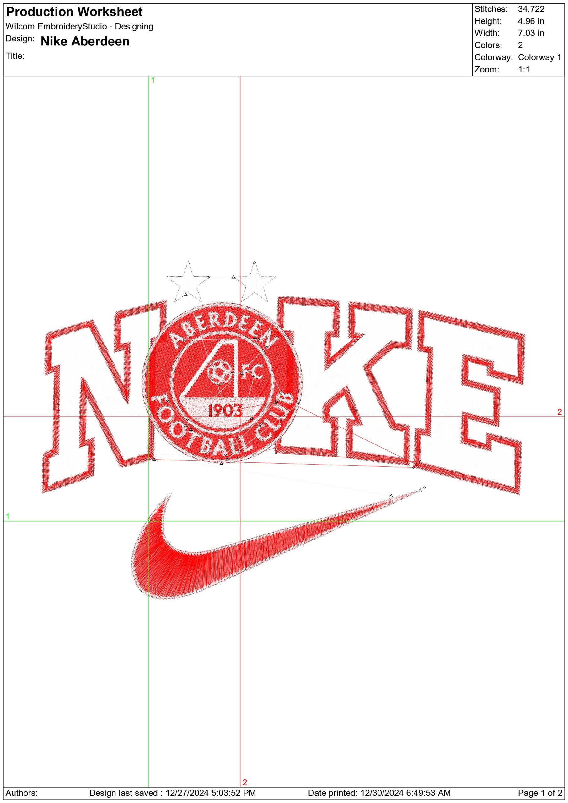 Nike Swoosh Aberdeen Football Club - Scottish League embroidery design file - instant download — view 2