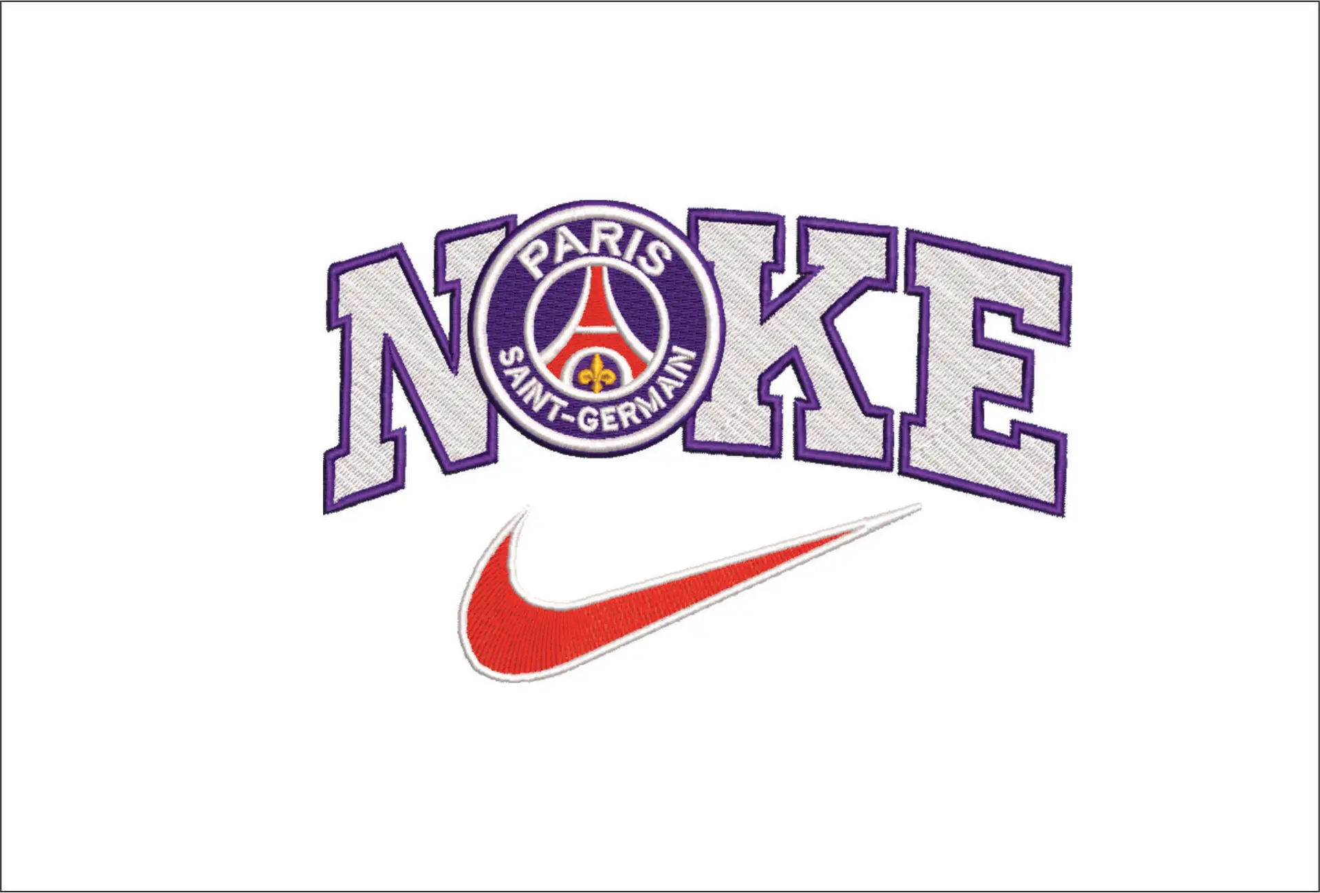 Nike Swoosh Paris St Germain Football Club - PSG Ligue 1 embroidery design file - instant download