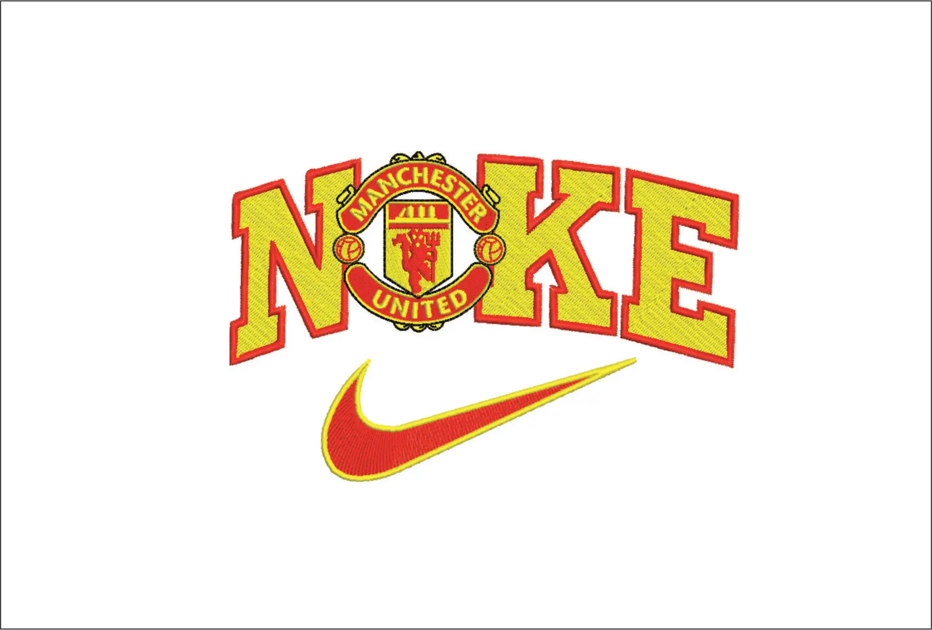 Nike Swoosh Manchester United Football Club - Red Devils- Premier League embroidery design file - instant download