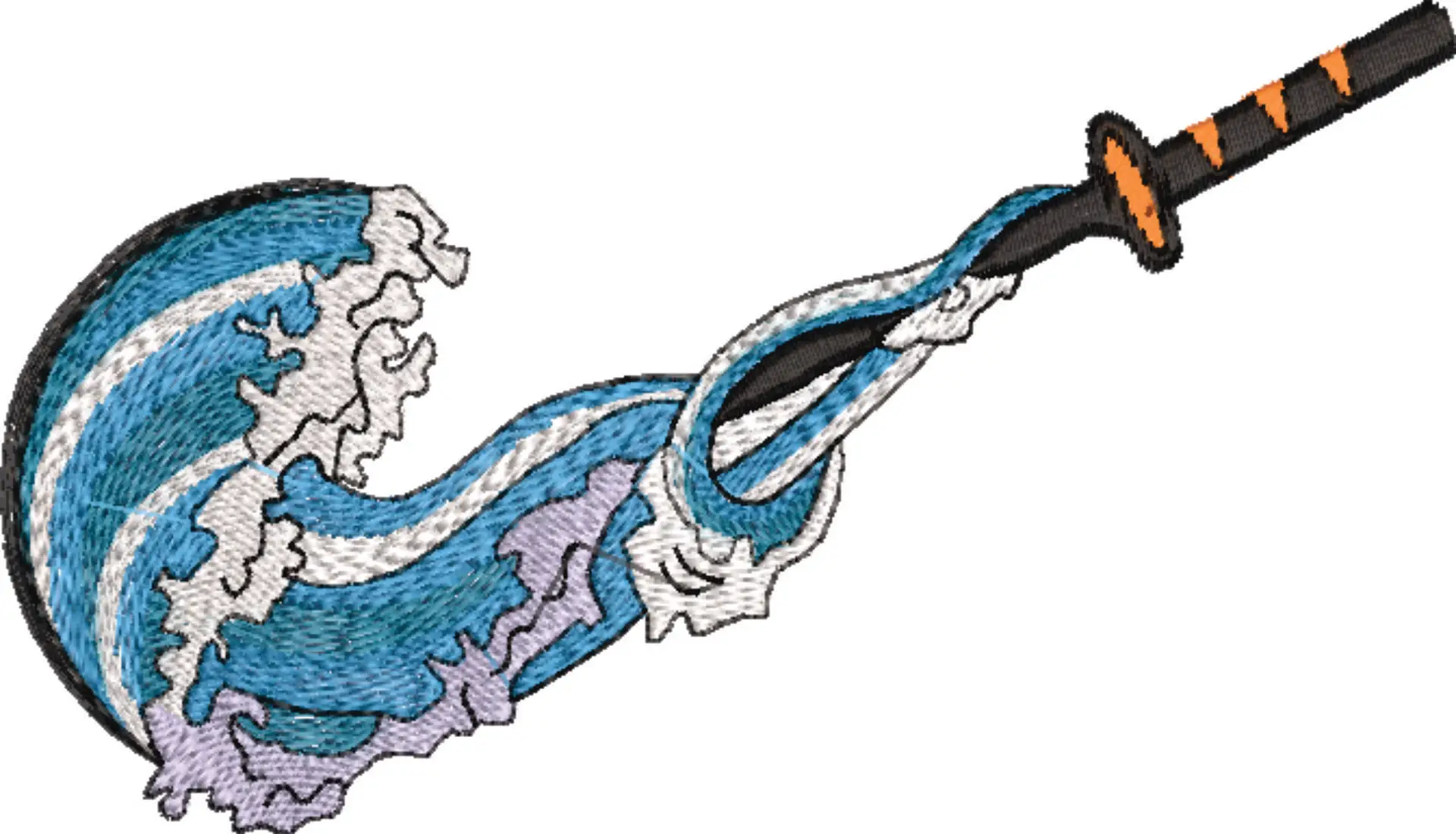 Nike Swoosh Tanjiro Sword and Waves - Anime - Nike embroidery design - instant download — view 4