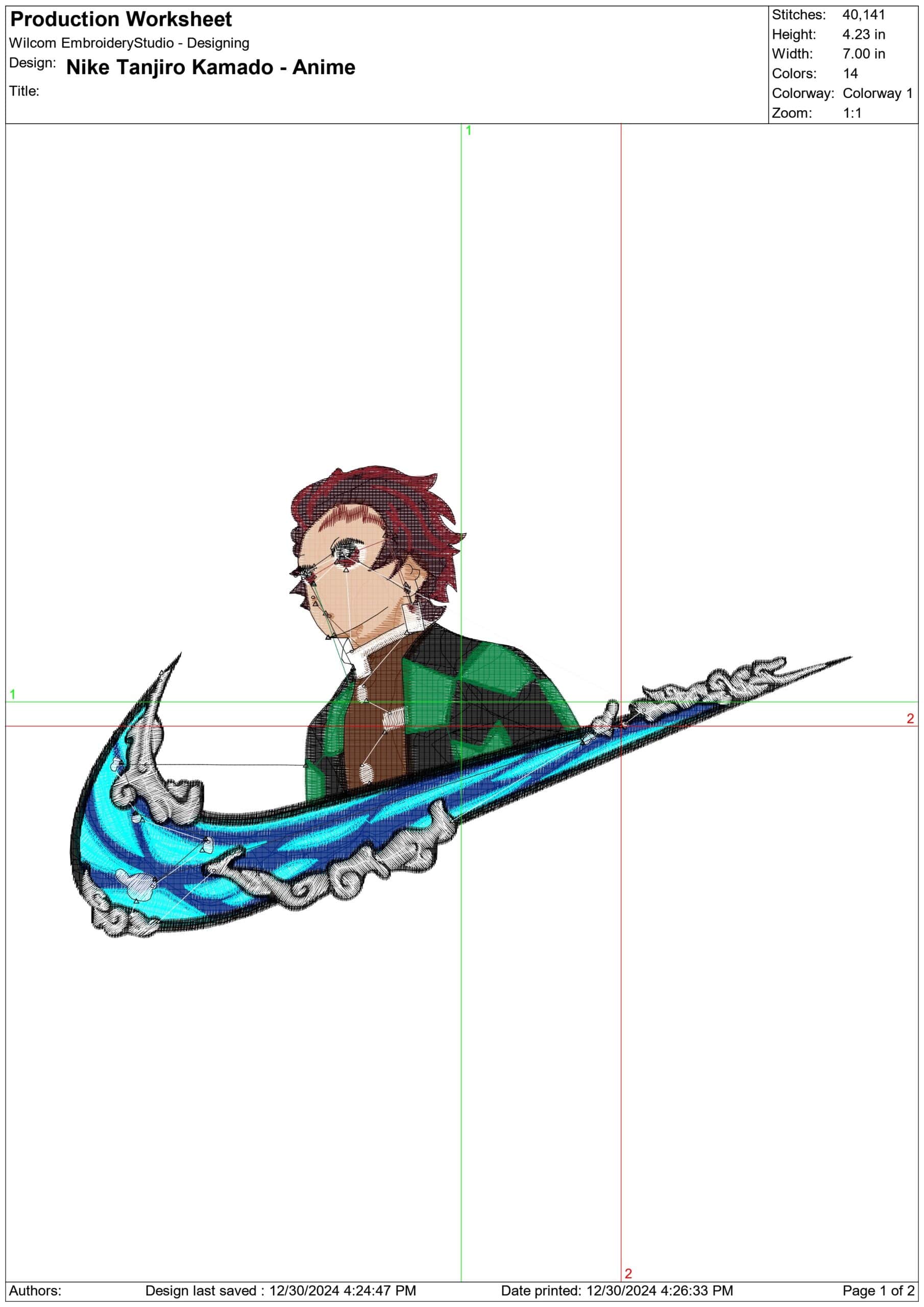 Nike Swoosh Tanjiro Kamado - Anime - Nike embroidery design - instant download — view 2