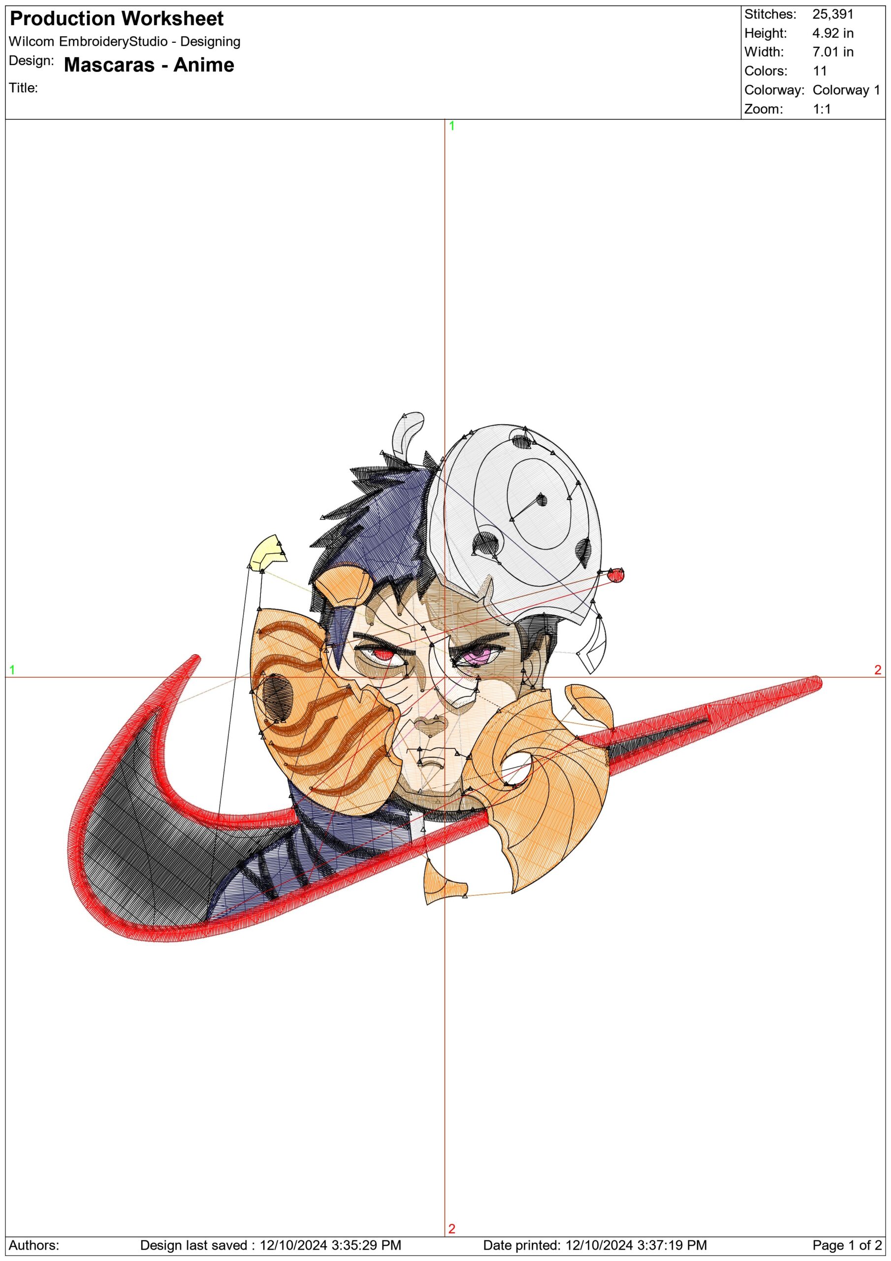 Nike Swoosh Mascaras - Anime - Nike embroidery design - instant download — view 2