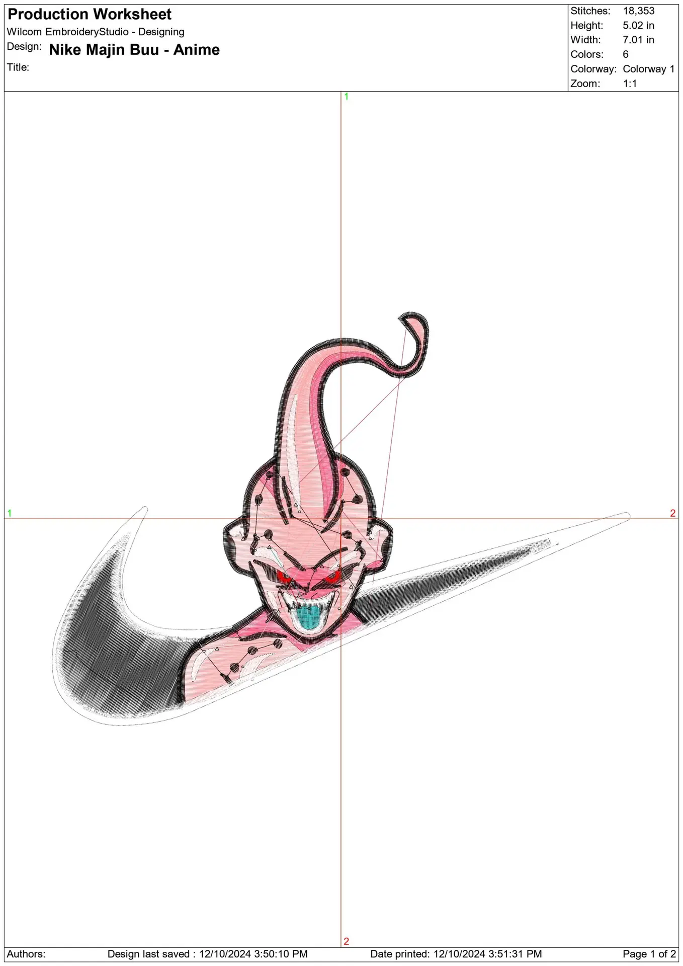 Nike Swoosh Majin Buu - Anime - Nike embroidery design - instant download — view 2