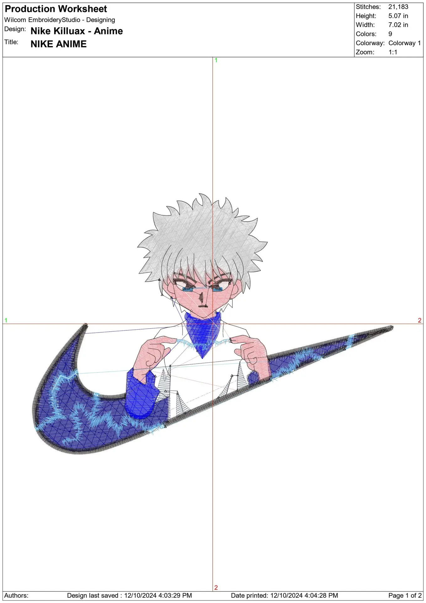 Nike Swoosh Nike Killaux - Anime - Nike embroidery design - instant download — view 2
