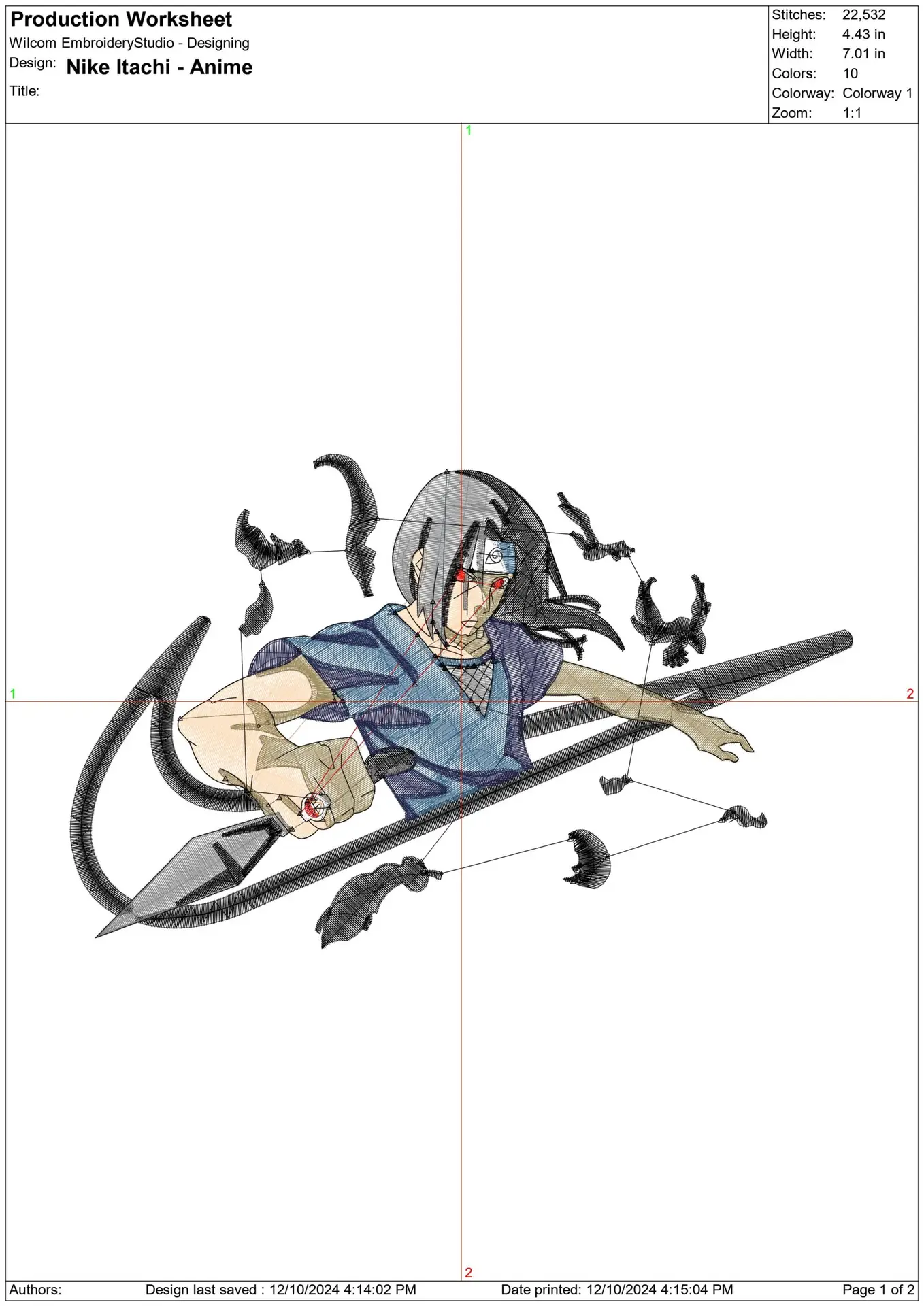 Nike Swoosh Nike Itachi with Knife - Anime - Nike embroidery design - instant download — view 2