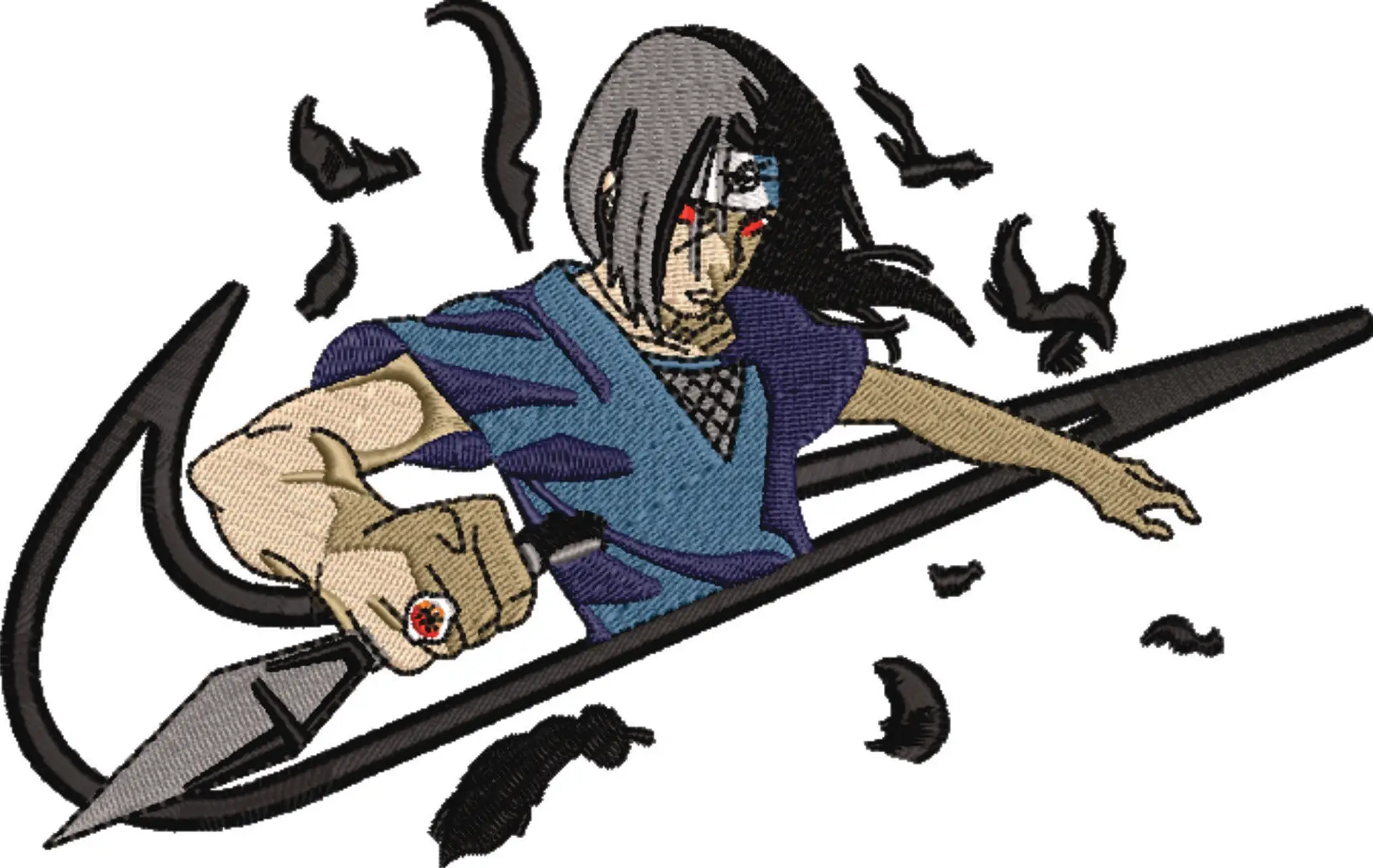 Nike Swoosh Nike Itachi with Knife - Anime - Nike embroidery design - instant download — view 4