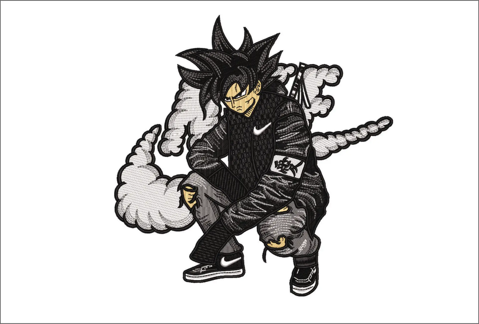 Smoke Nike Swoosh Nike Guko Fachero - Anime - Nike embroidery design - instant download