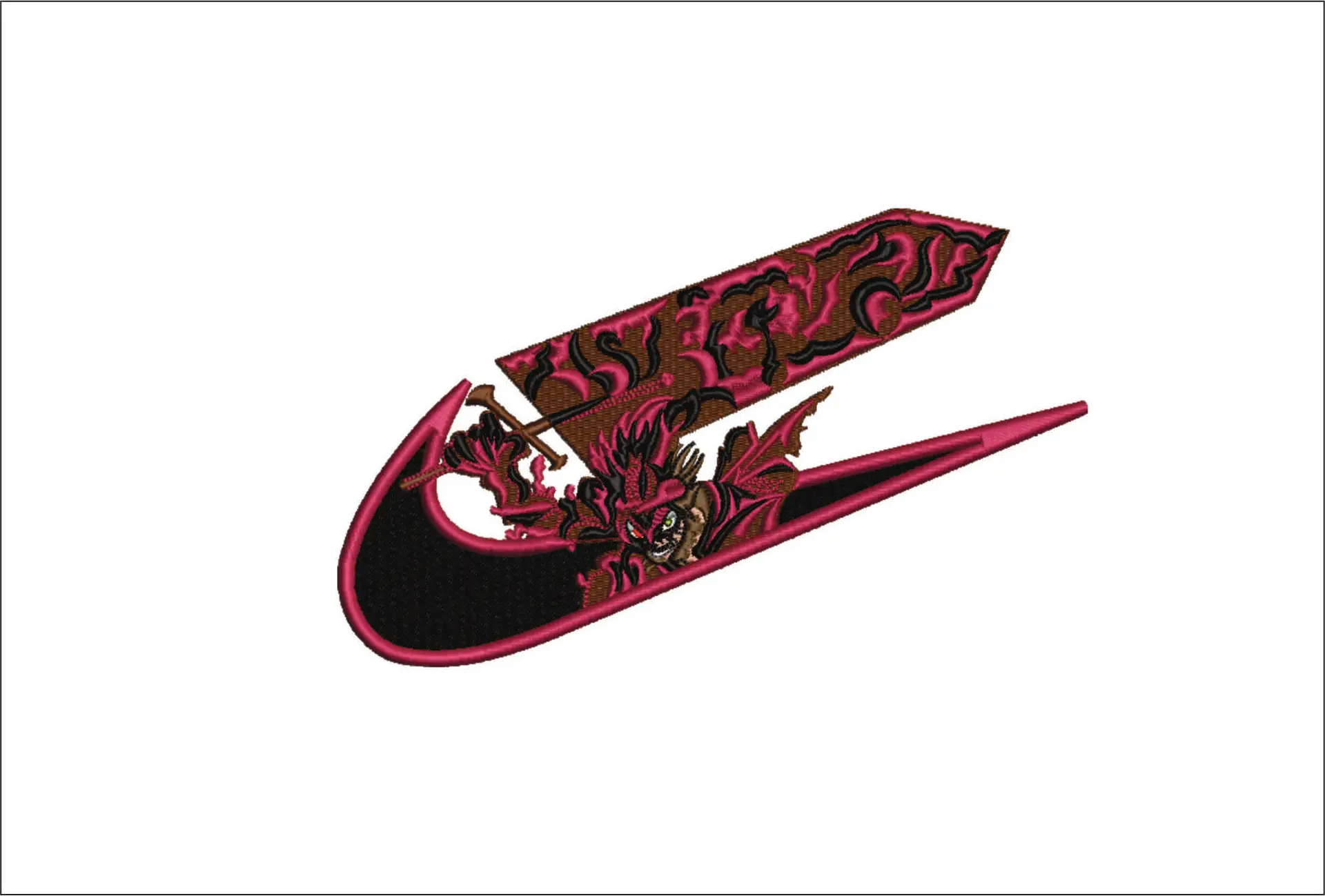 Nike Swoosh Demon Asta - Anime - Nike embroidery design - instant download