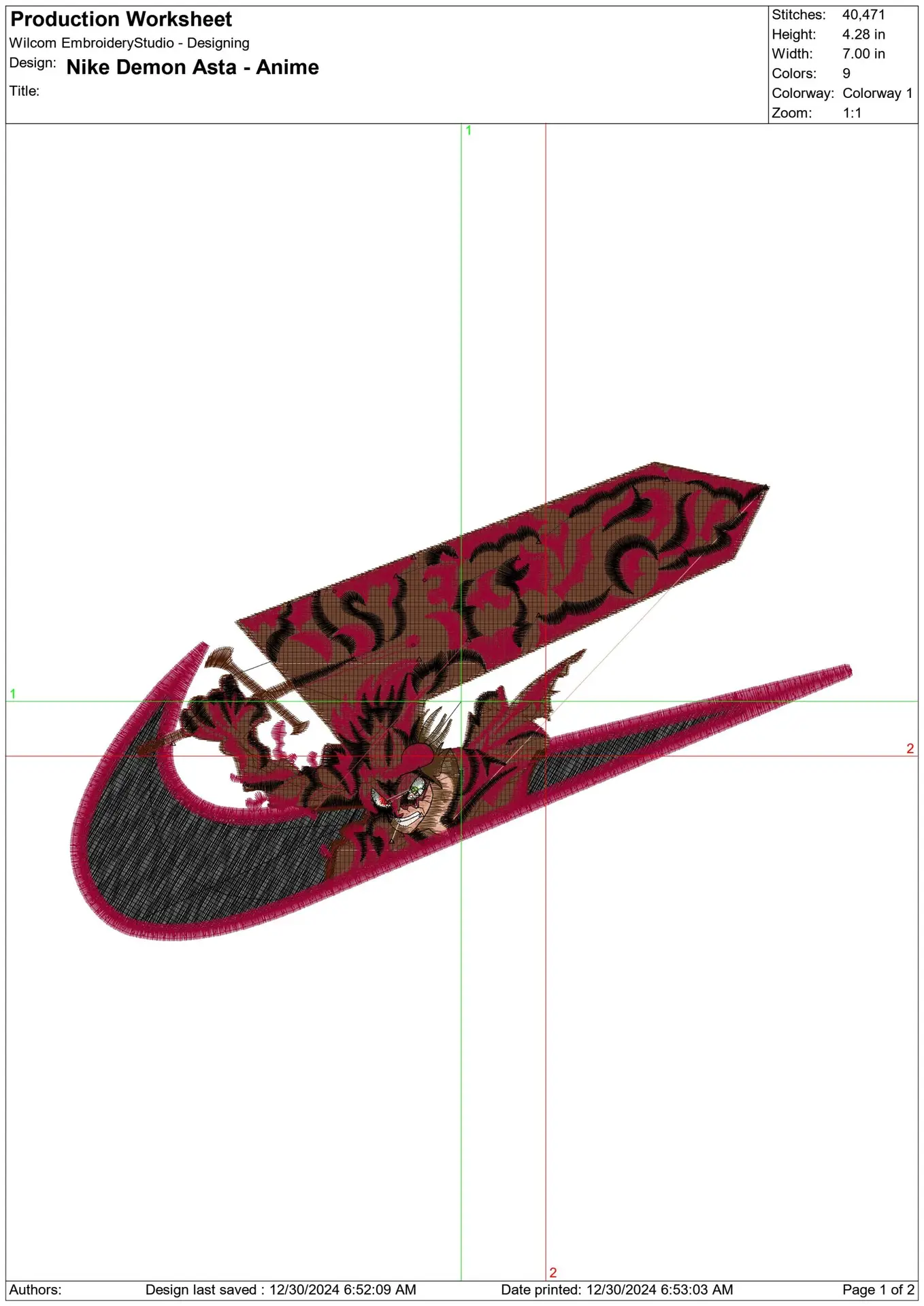 Nike Swoosh Demon Asta - Anime - Nike embroidery design - instant download — view 2