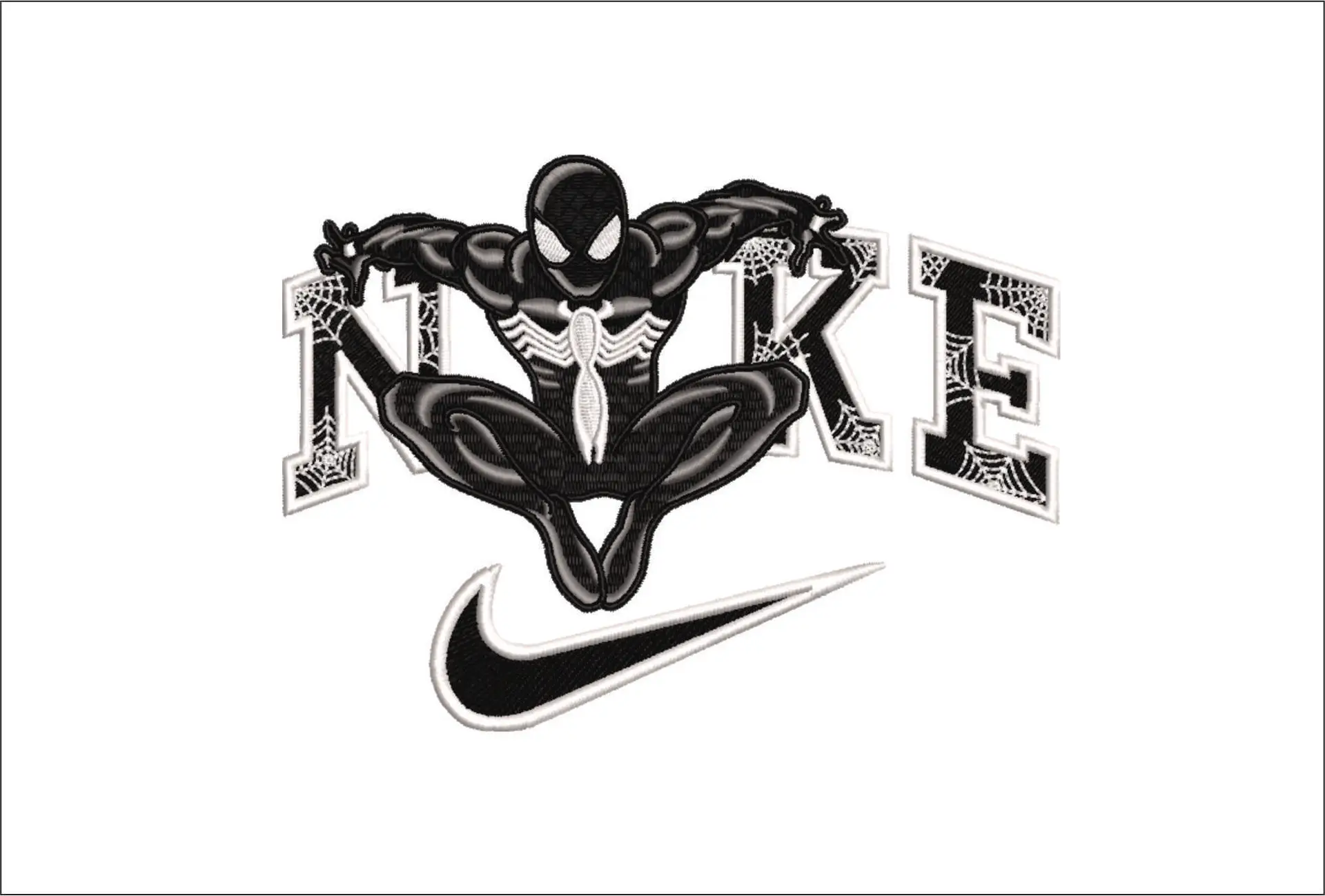 Nike Swoosh Venom Spiderman - Marvel Comics - Nike embroidery design file - instant download