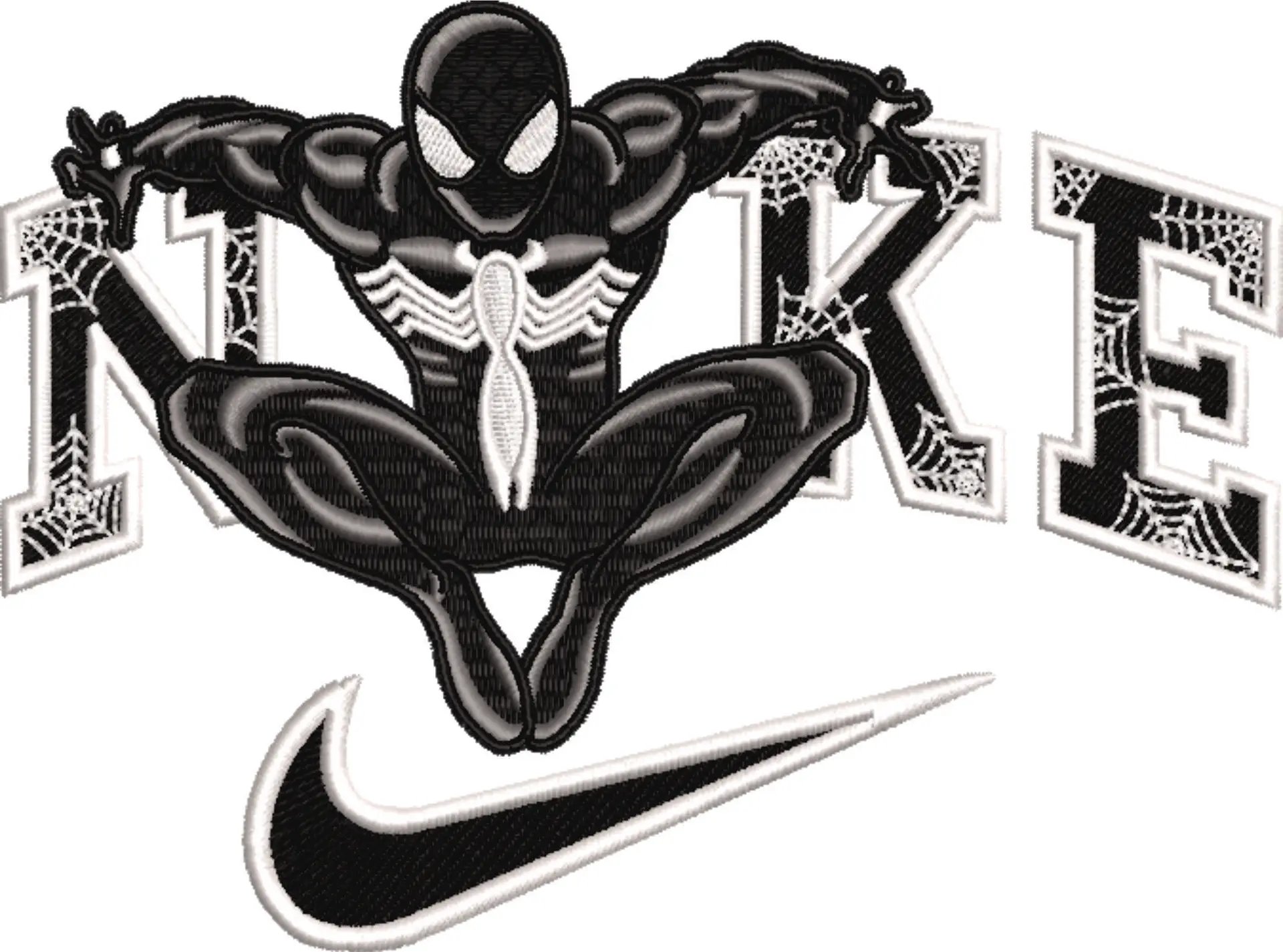 Nike Swoosh Venom Spiderman - Marvel Comics - Nike embroidery design file - instant download — view 4