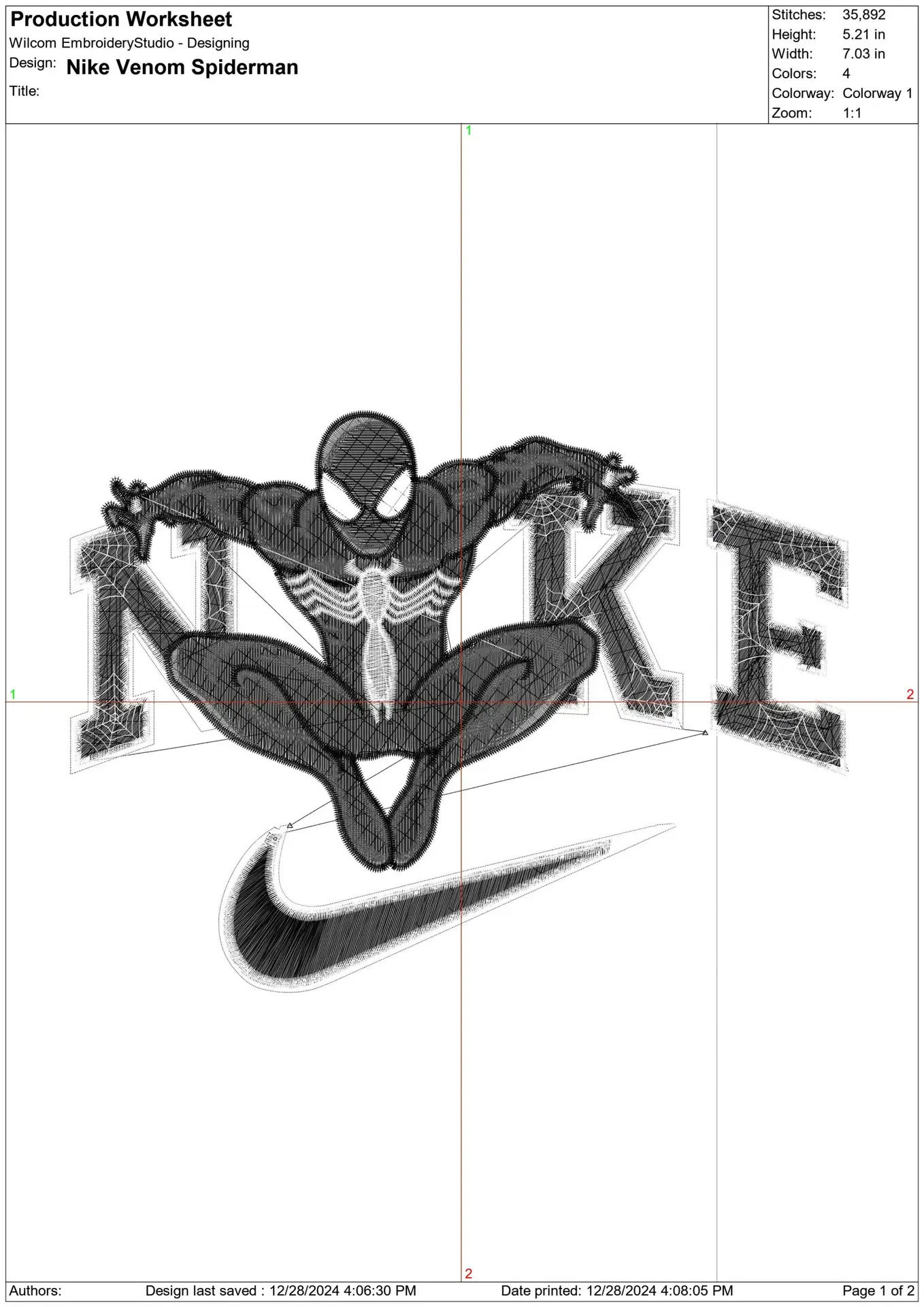 Nike Swoosh Venom Spiderman - Marvel Comics - Nike embroidery design file - instant download — view 2