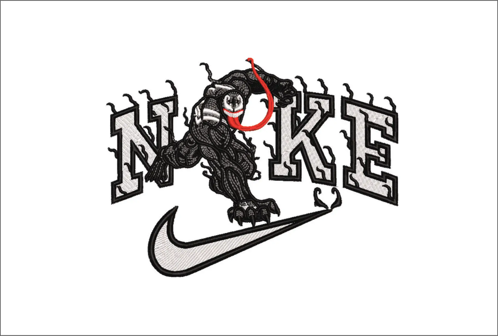 Nike Swoosh Venom - Marvel Comics - Nike embroidery design file - instant download
