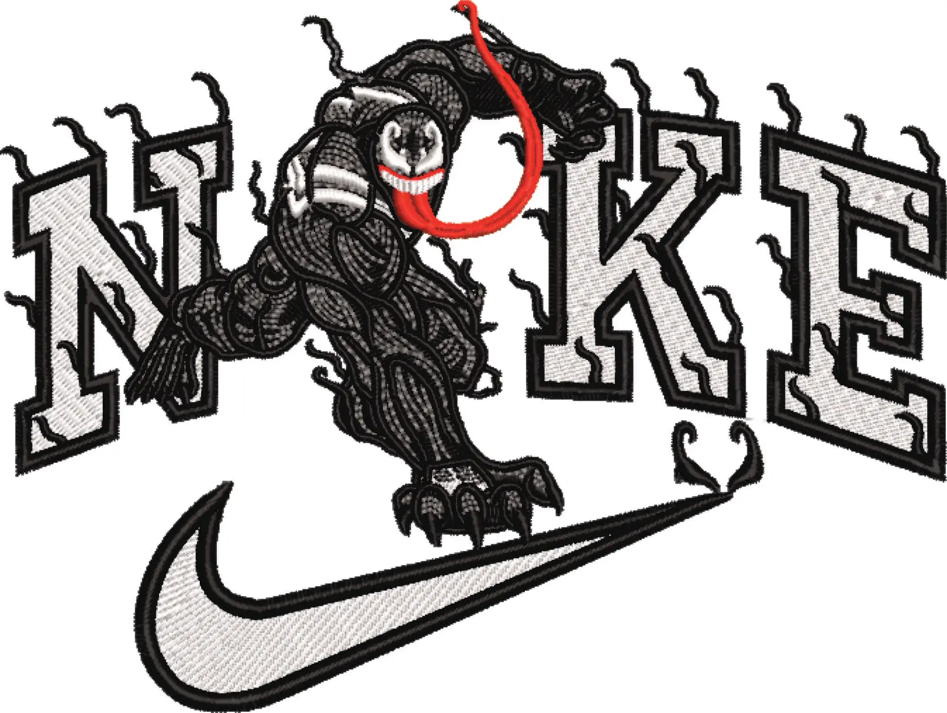 Nike Swoosh Venom - Marvel Comics - Nike embroidery design file - instant download — view 4