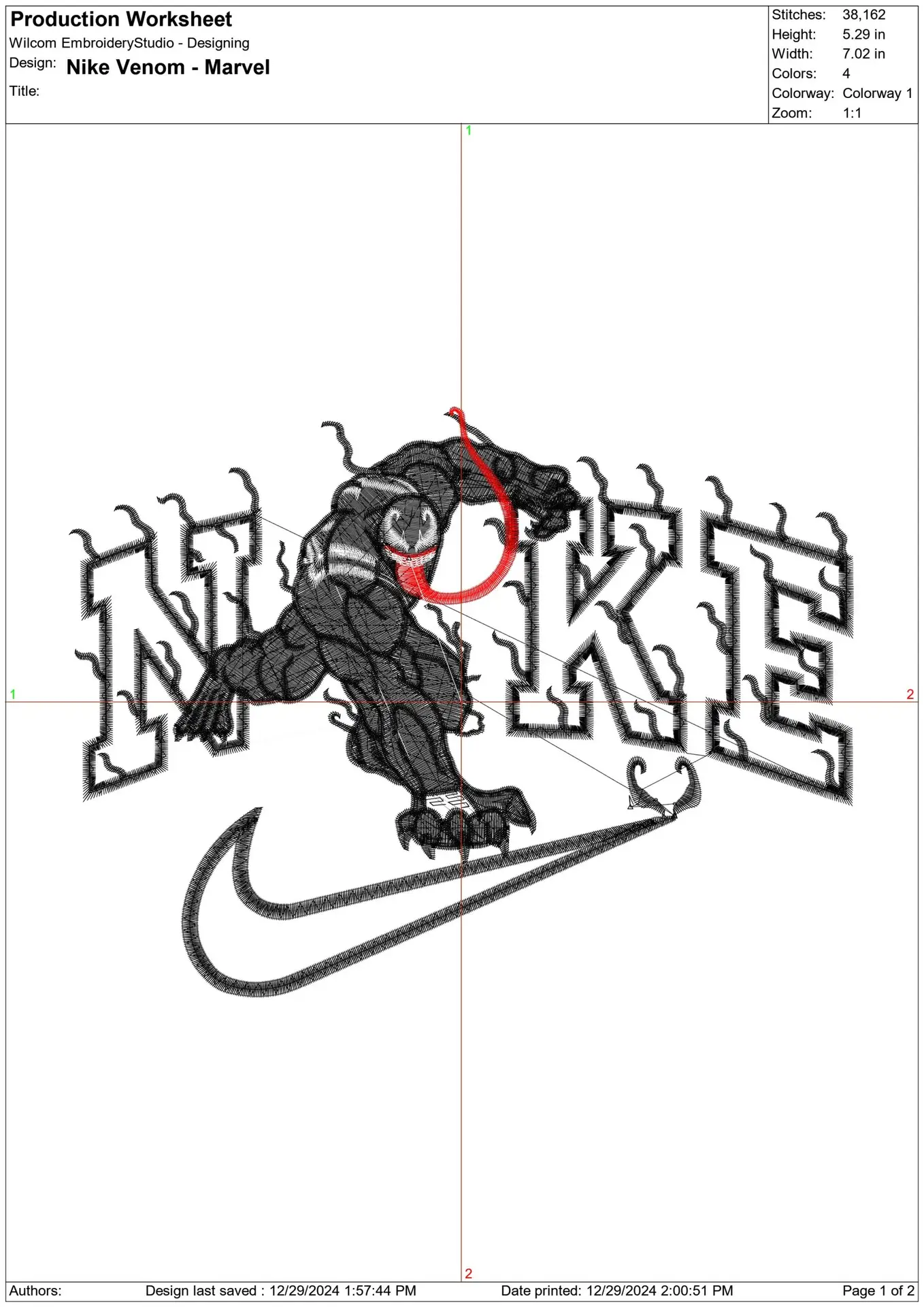 Nike Swoosh Venom - Marvel Comics - Nike embroidery design file - instant download — view 2