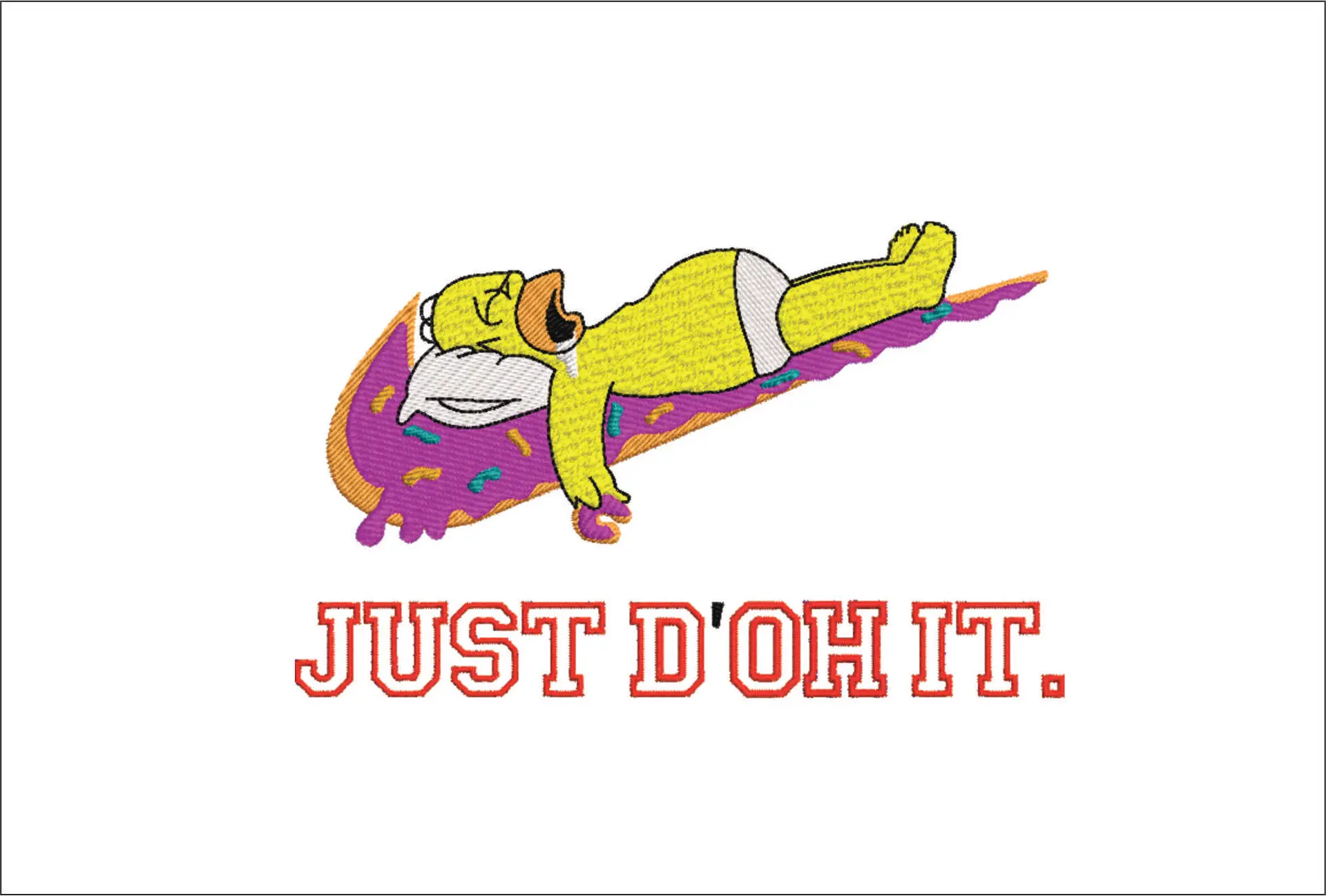 Nike Swoosh Homer Simpson sleep with donuts - embroidery design file - instant download