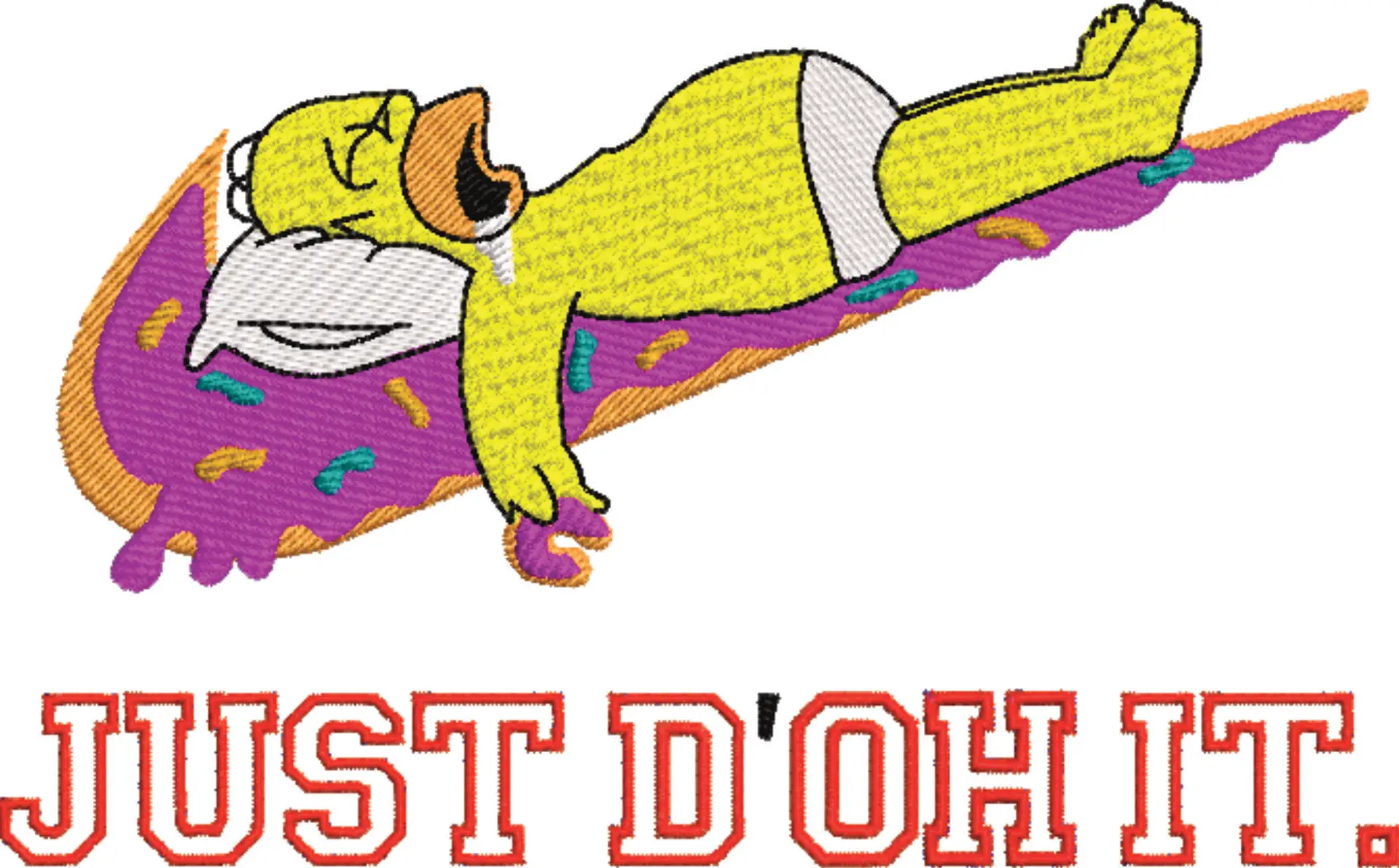 Nike Swoosh Homer Simpson sleep with donuts - embroidery design file - instant download — view 4