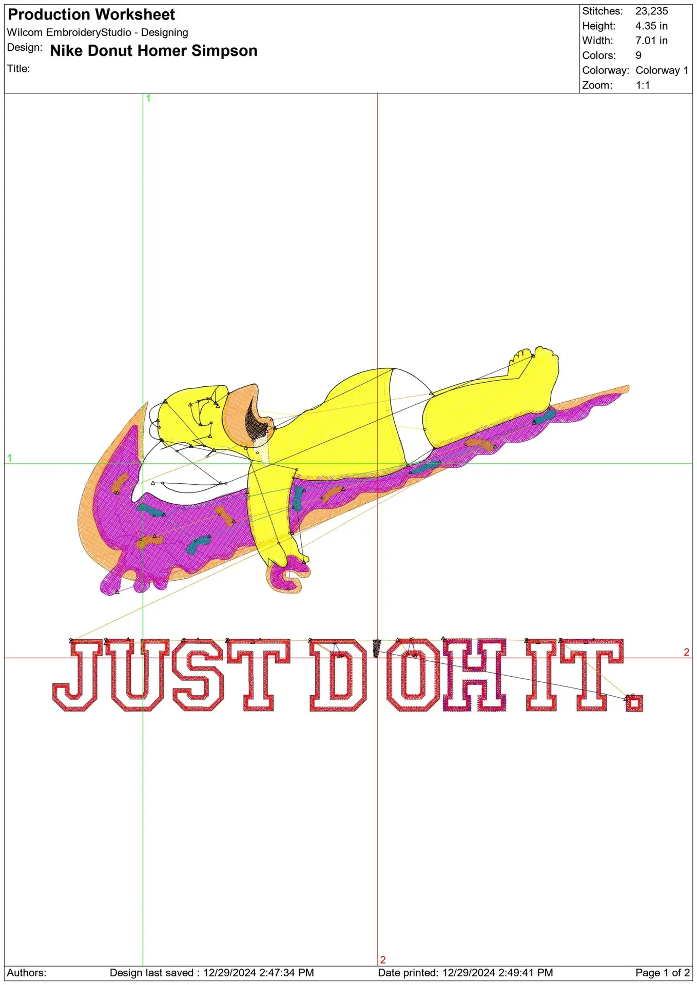 Nike Swoosh Homer Simpson sleep with donuts - embroidery design file - instant download — view 2