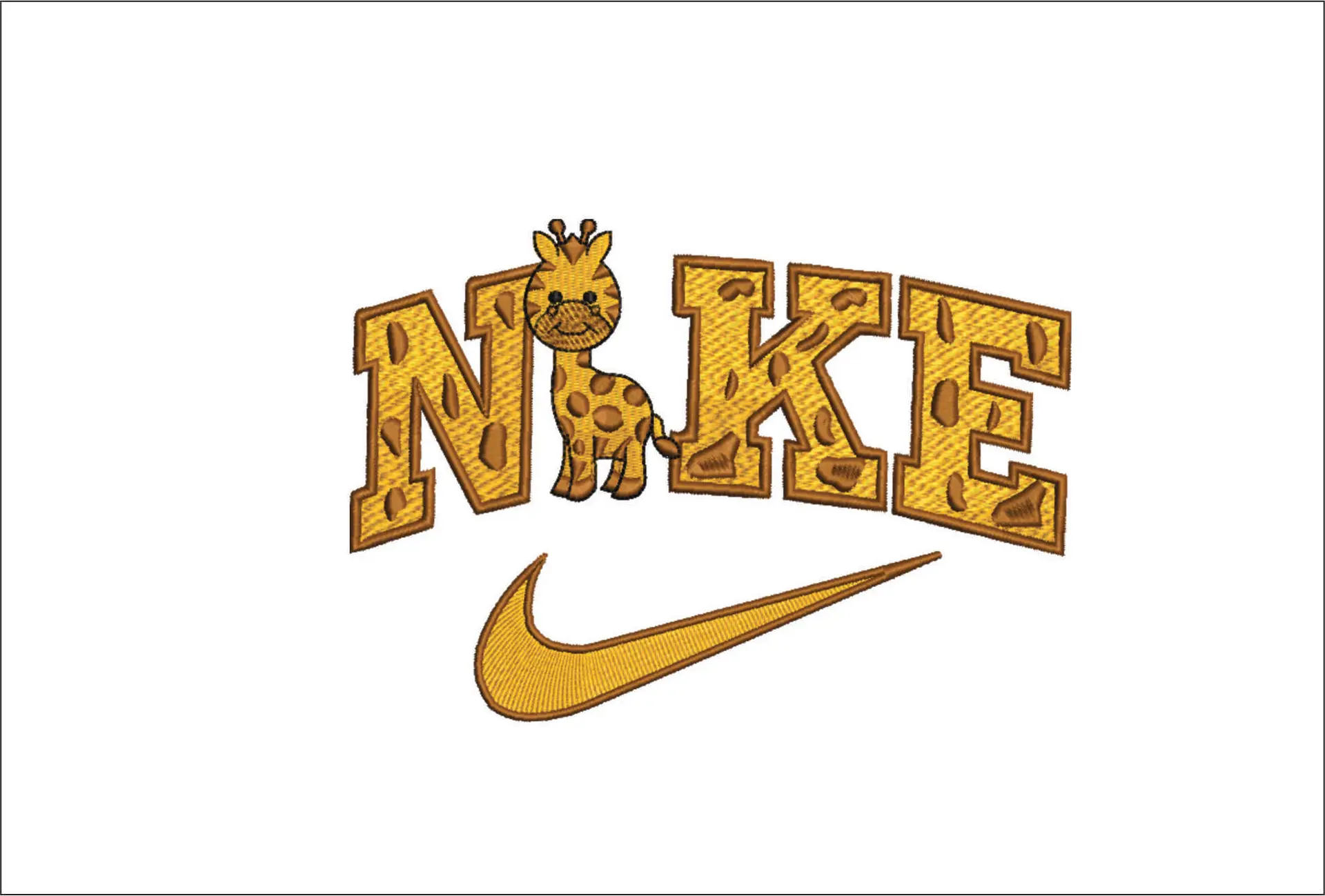 Nike Swoosh Giraffe - Cartoon embroidery design file - instant download