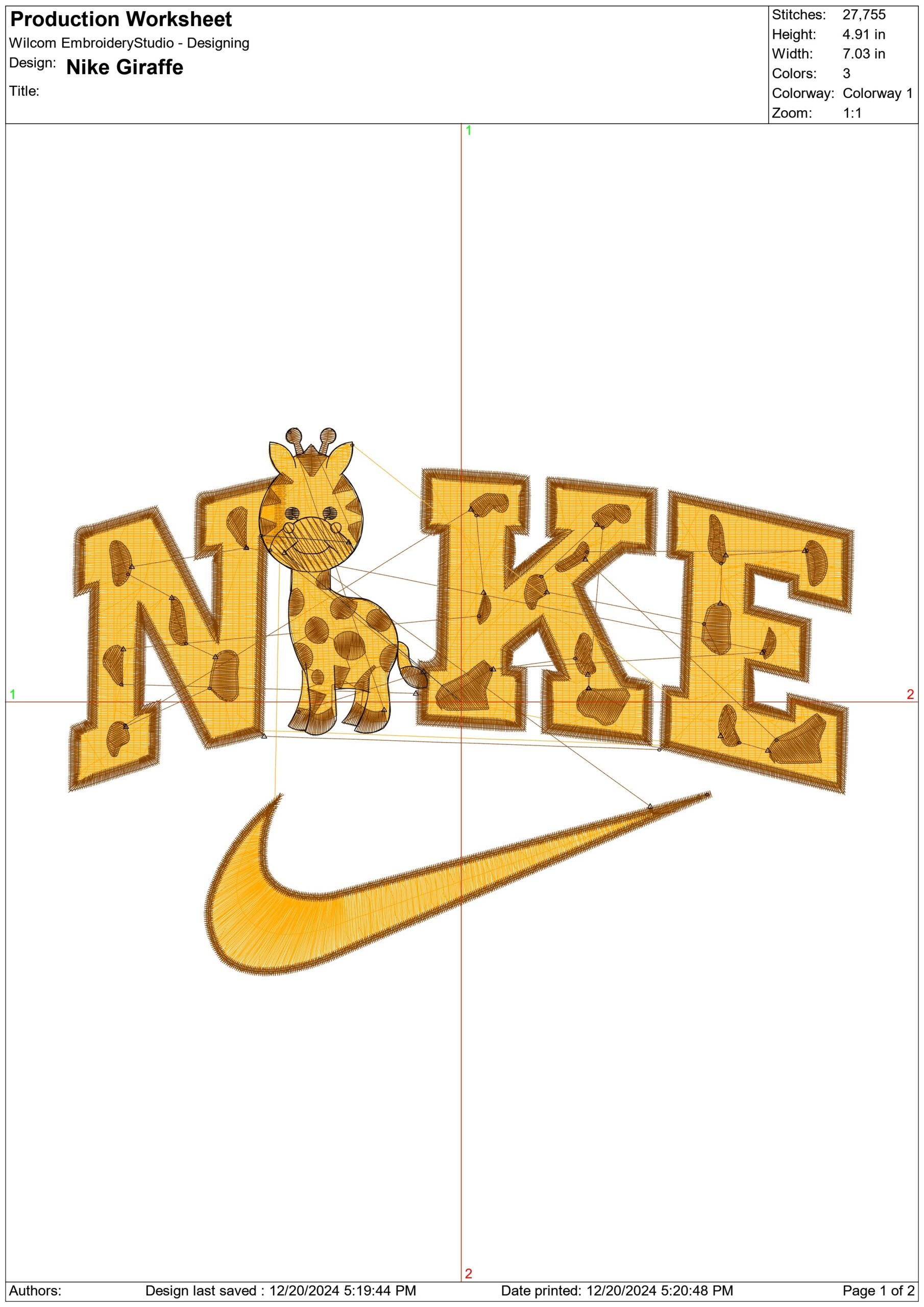 Nike Swoosh Giraffe - Cartoon embroidery design file - instant download — view 2