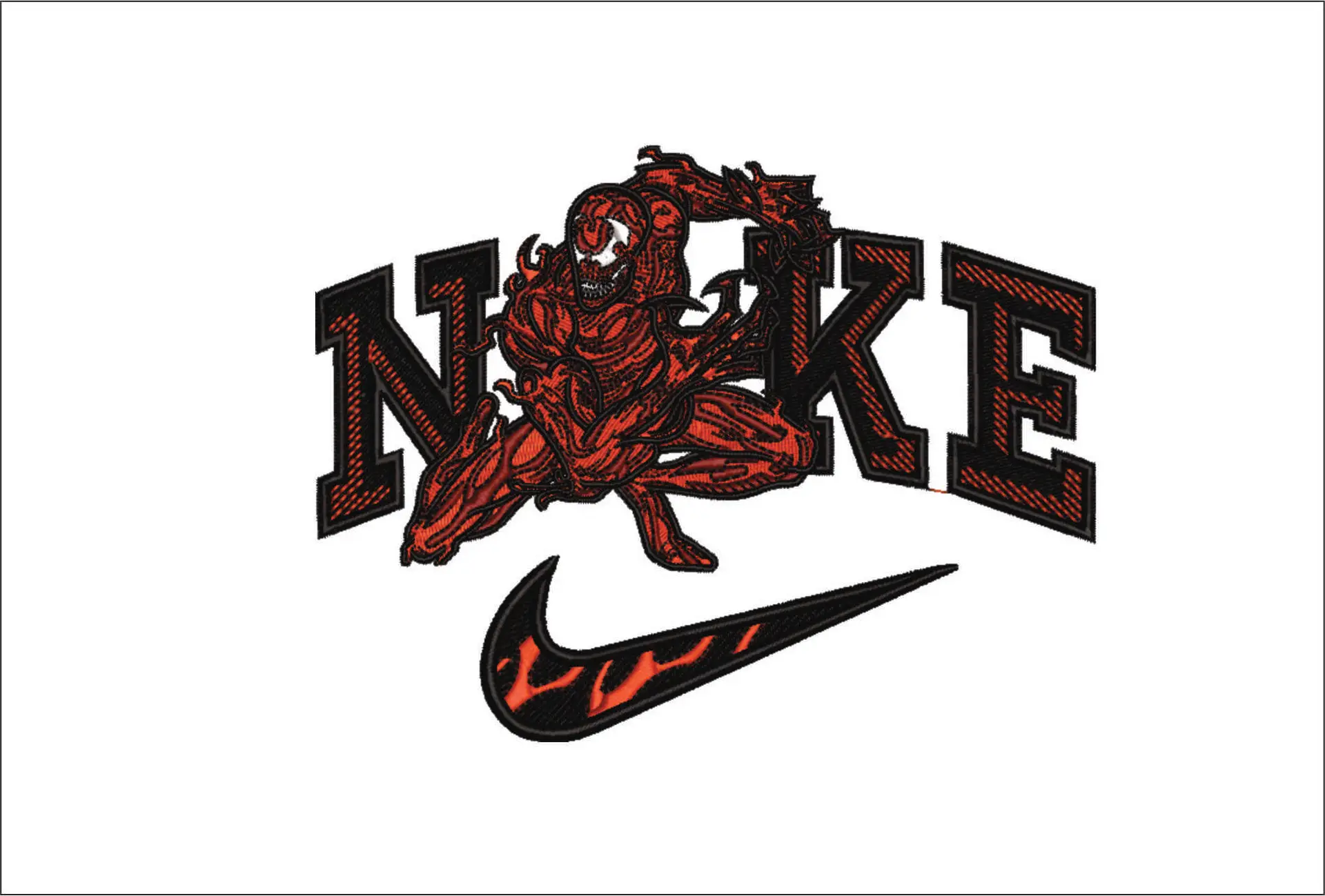 Nike Swoosh Carnage - Marvel Comics - Nike embroidery design file - instant download