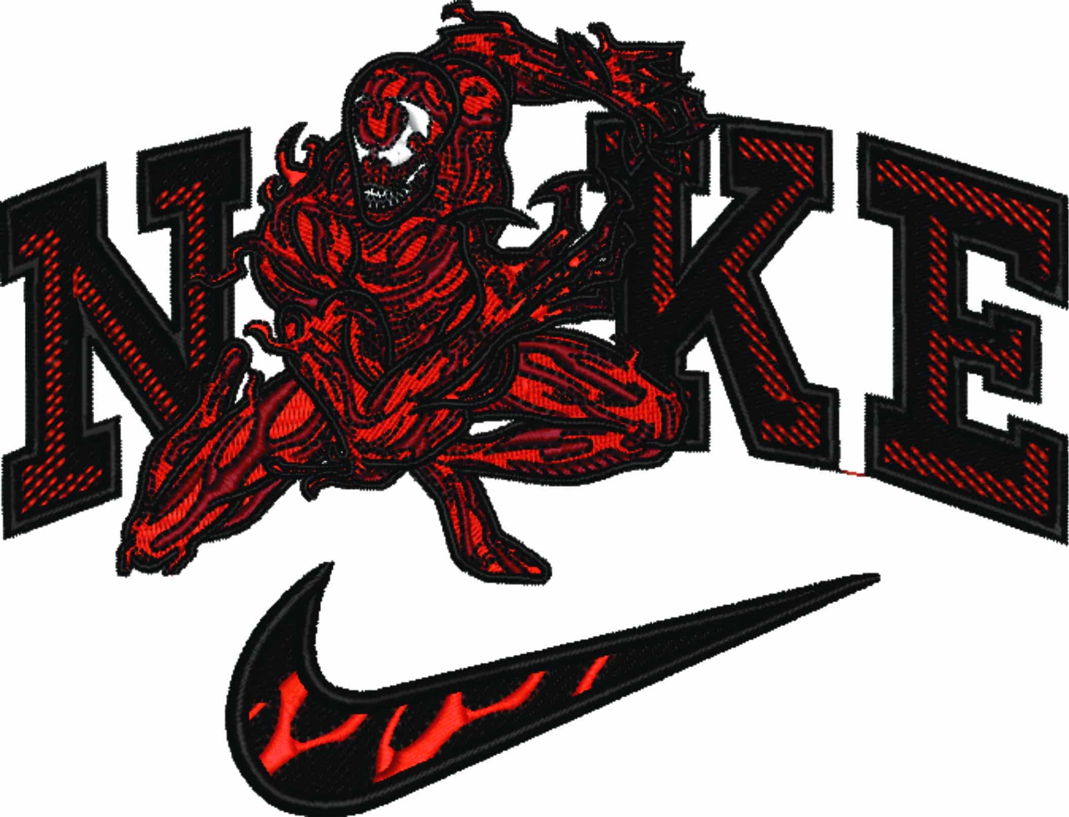 Nike Swoosh Carnage - Marvel Comics - Nike embroidery design file - instant download — view 4