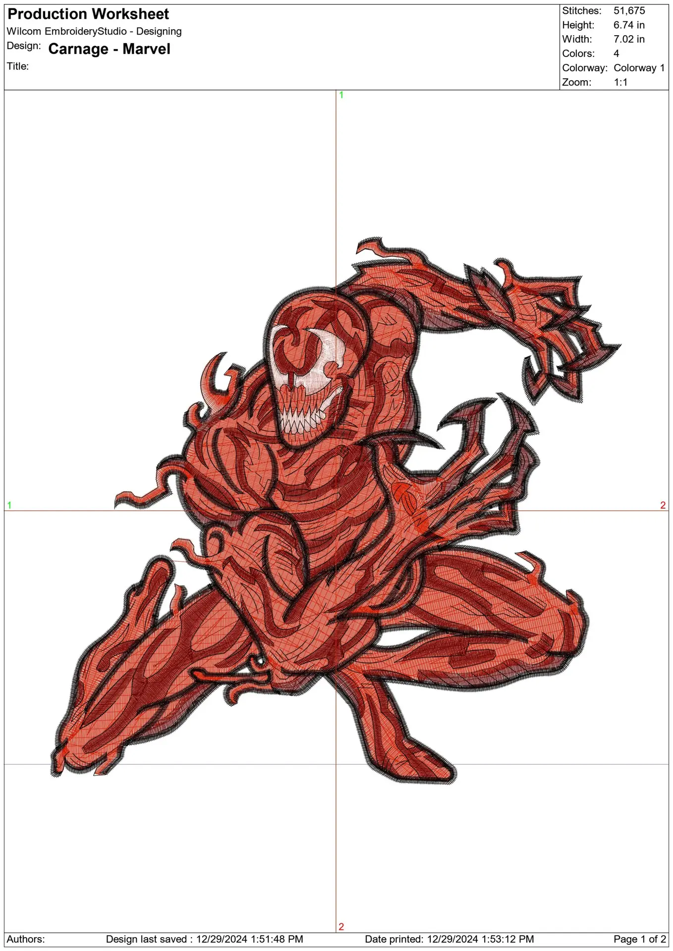 Carnage - Marvel Comics - Nike embroidery design file - instant download — view 2