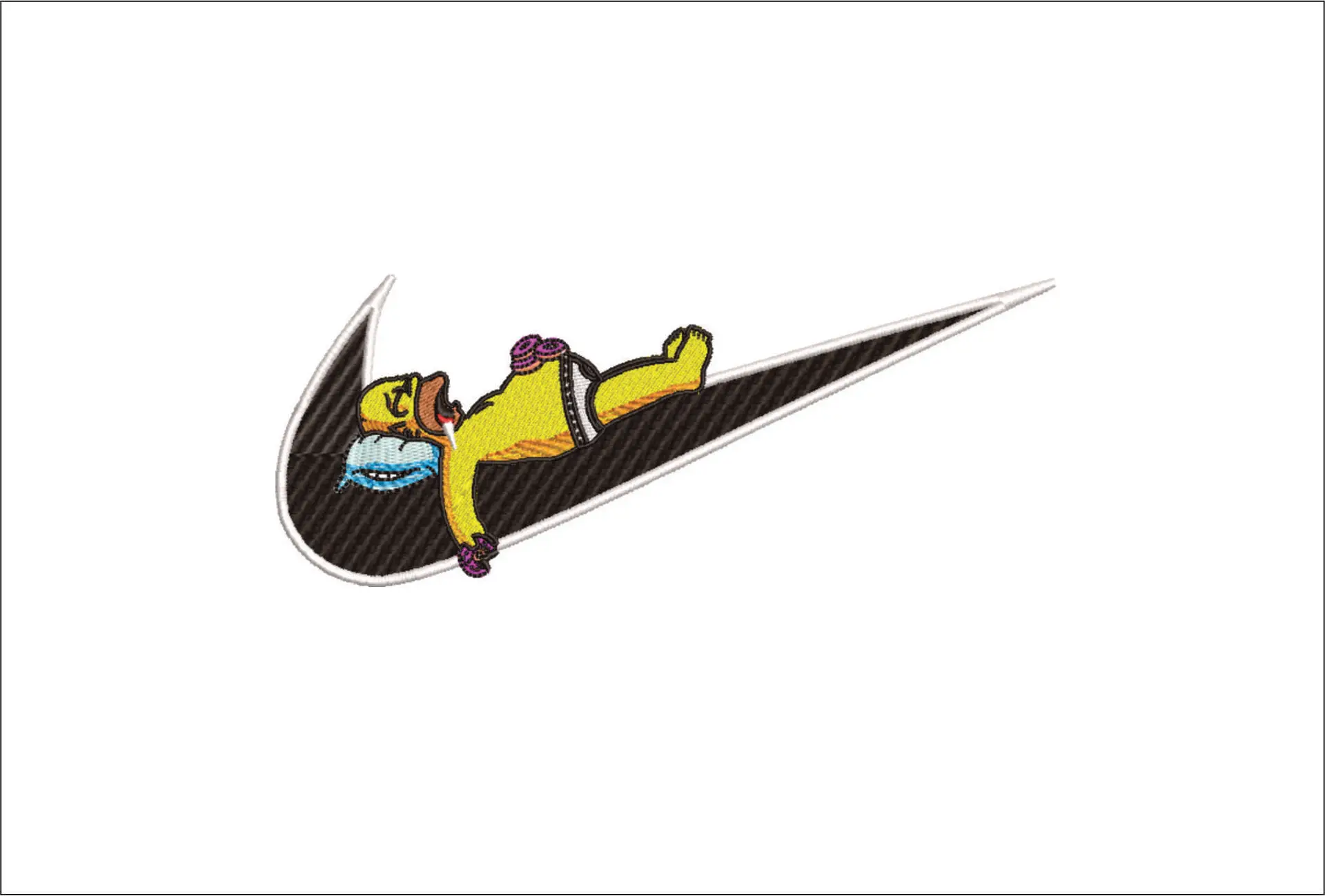 Nike Swoosh Homer Simpson sleeping - embroidery design file - instant download
