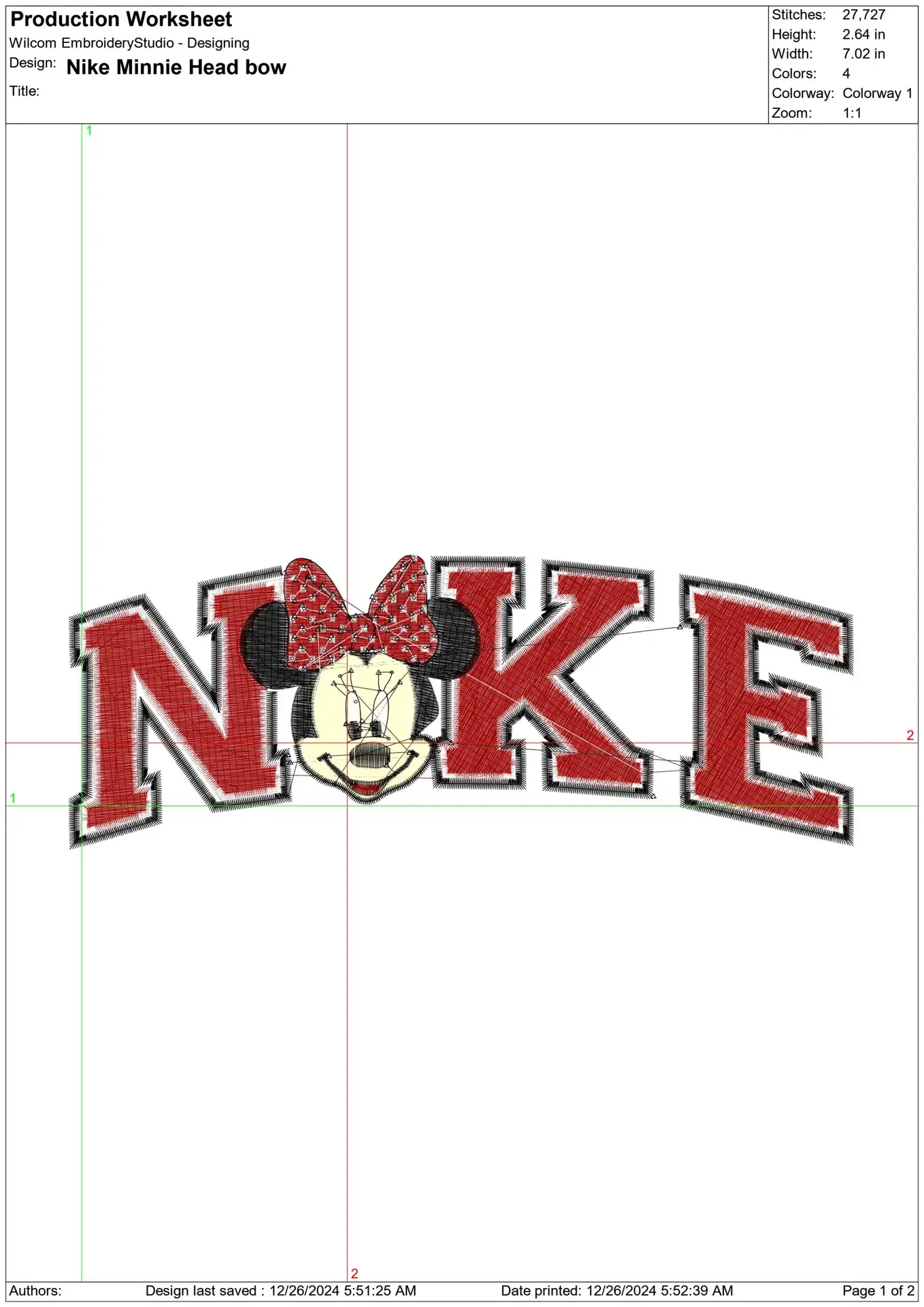 Nike Swoosh Minnie Head Mouse - Xmas embroidery design file - instant download in a frame — view 2