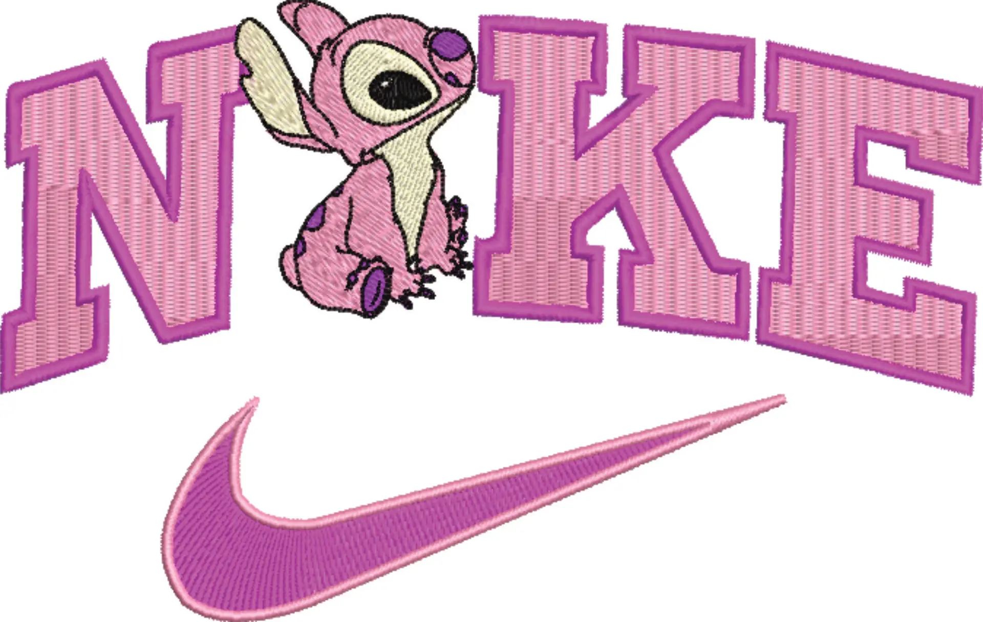 Nike Swoosh Stitch Angel Cuddle - Nike embroidery design file - instant download in a frame — view 4