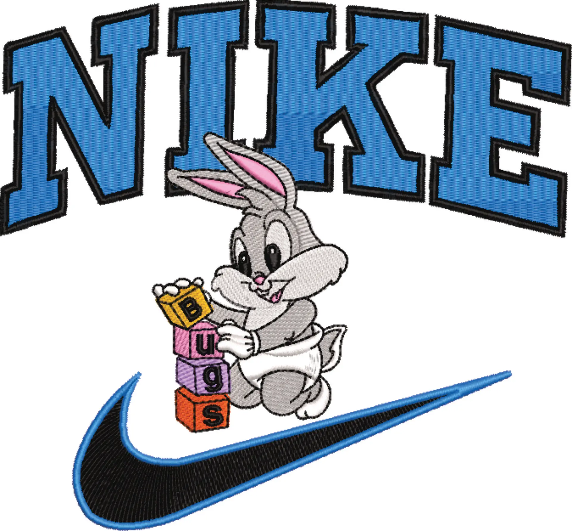 Nike Swoosh Baby Bugs Bunny- Nike Space Jam embroidery design file - instant download — view 4