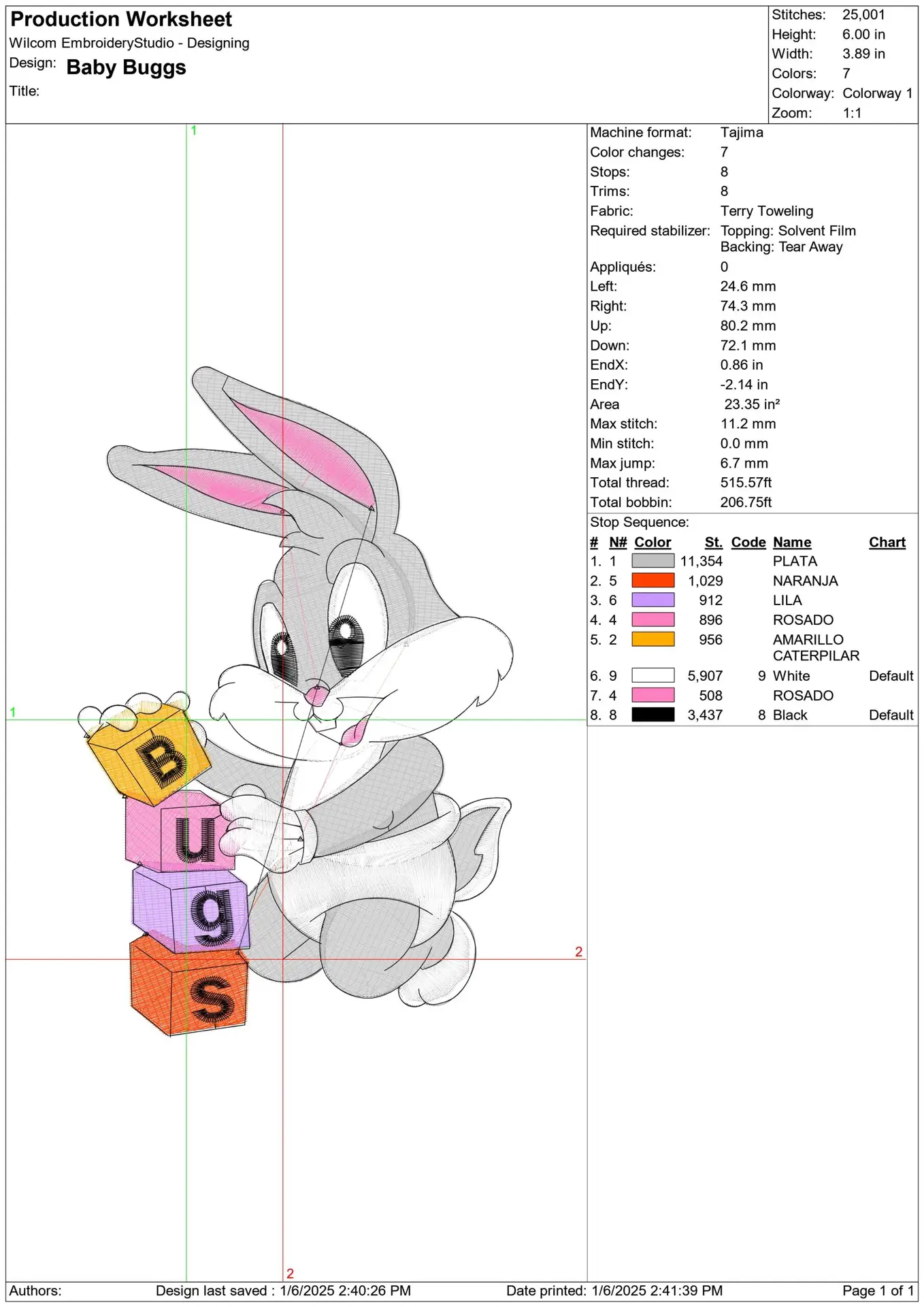 Baby Bugs Bunny- Looney Tunes embroidery design file - instant download — view 2