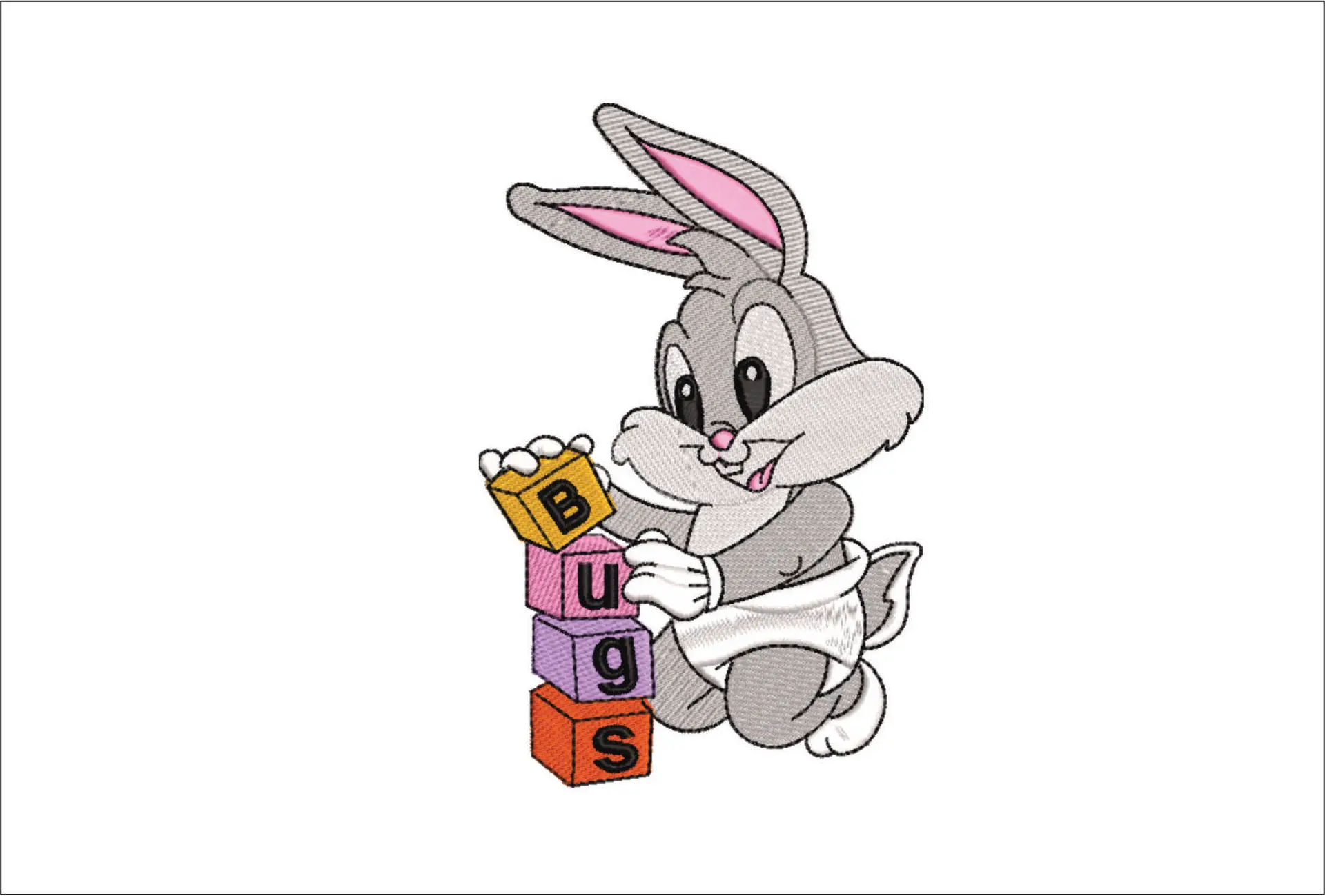 Baby Bugs Bunny- Looney Tunes embroidery design file - instant download
