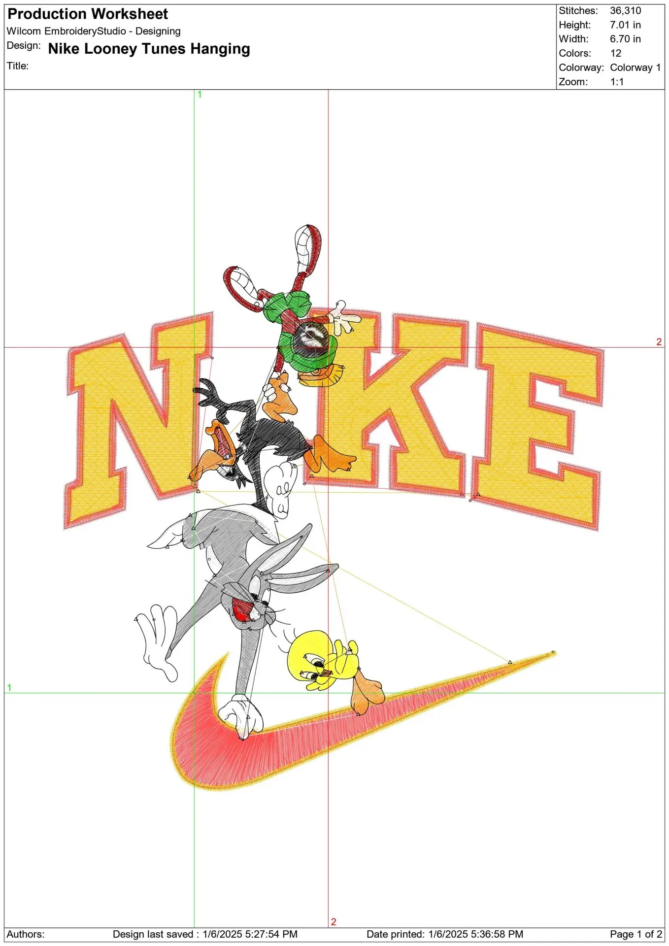 Nike Swoosh Daffy Buggs Tweety Hanging - Nike Looney Tunes embroidery design file - instant download — view 2