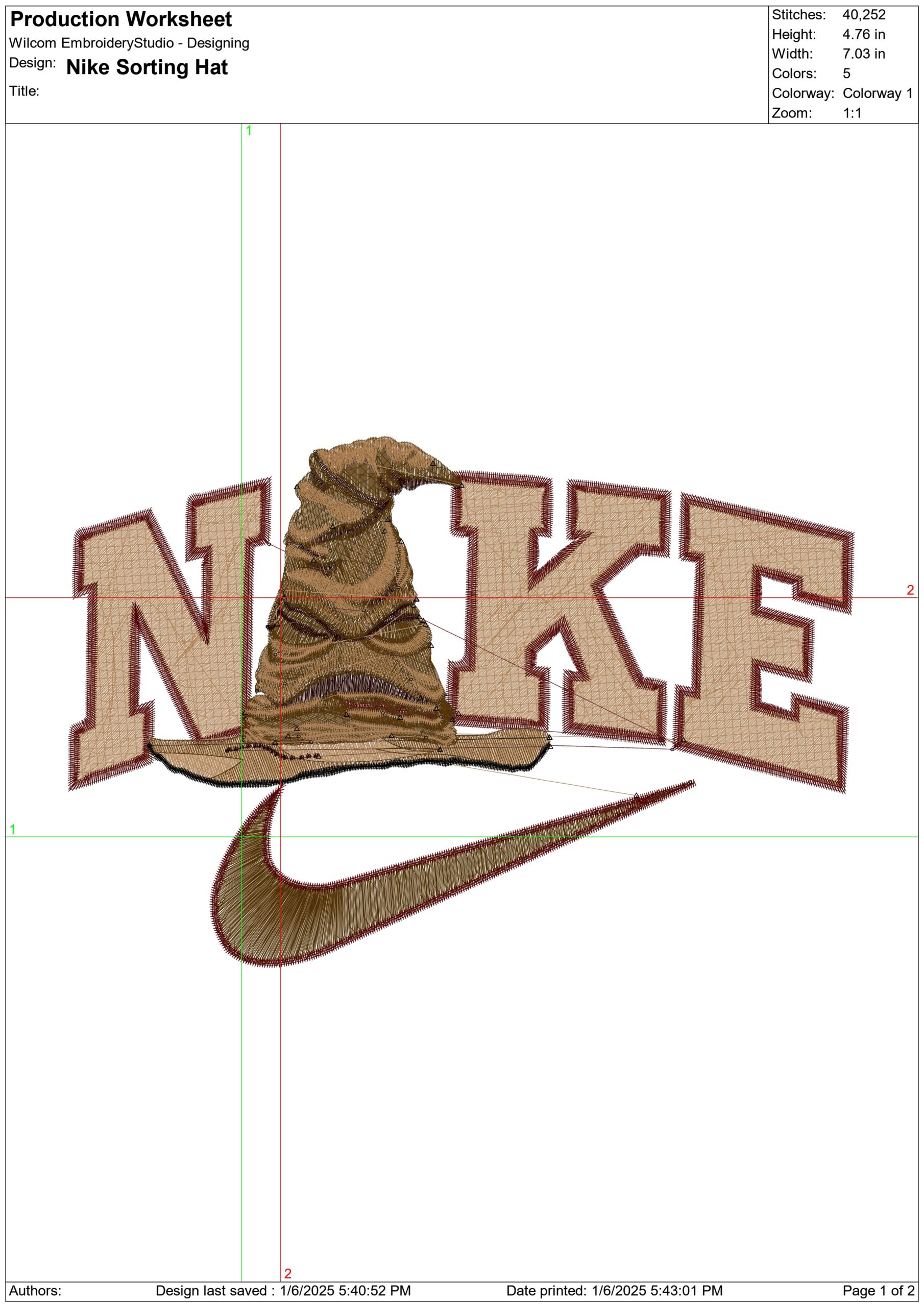 Nike Swoosh Sorting Hat - Harry Potter embroidery design file - instant download — view 2