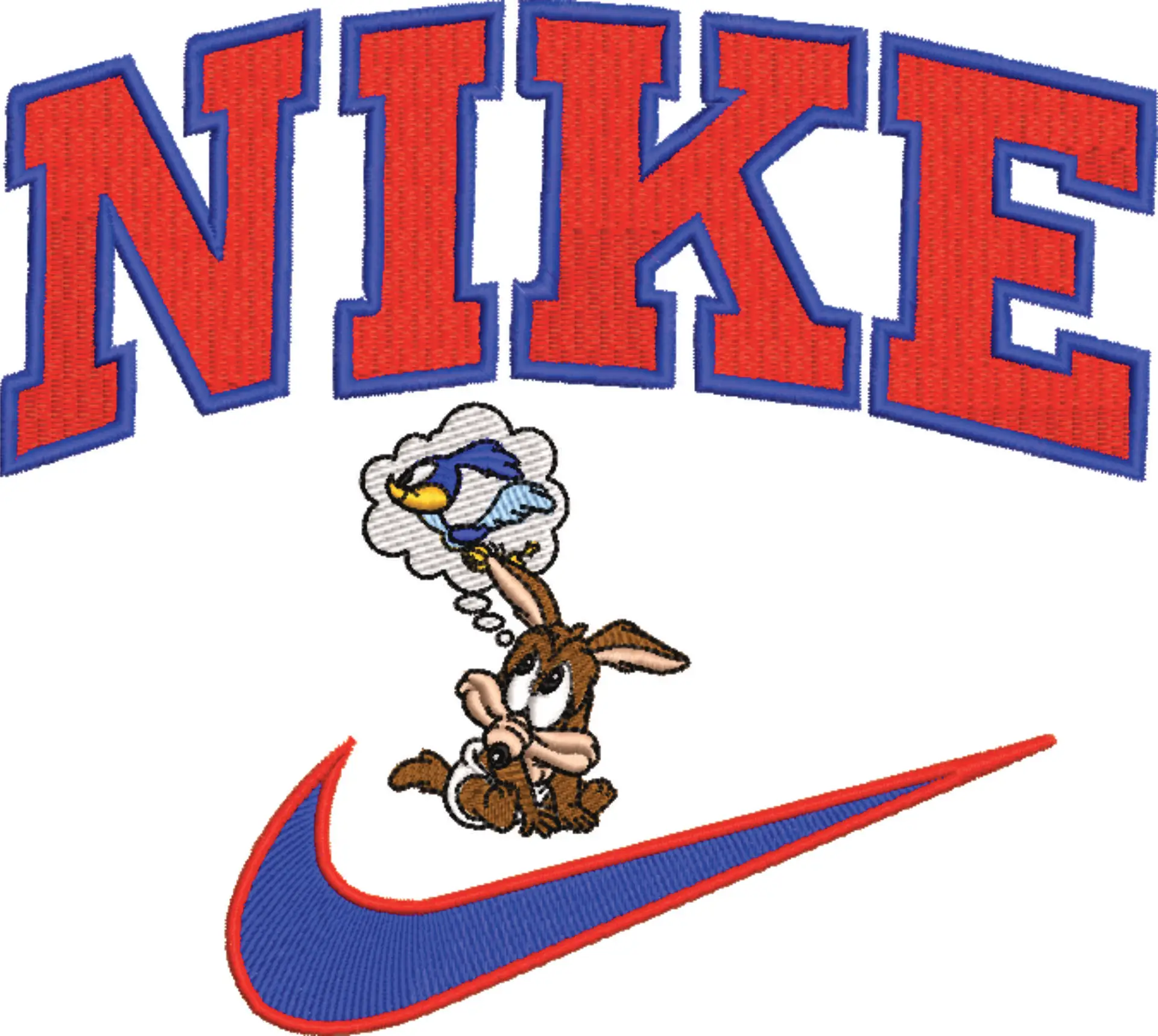Nike Swoosh Baby Roadrunner and Coyote - Nike Looney Tunes embroidery design file - instant download — view 4