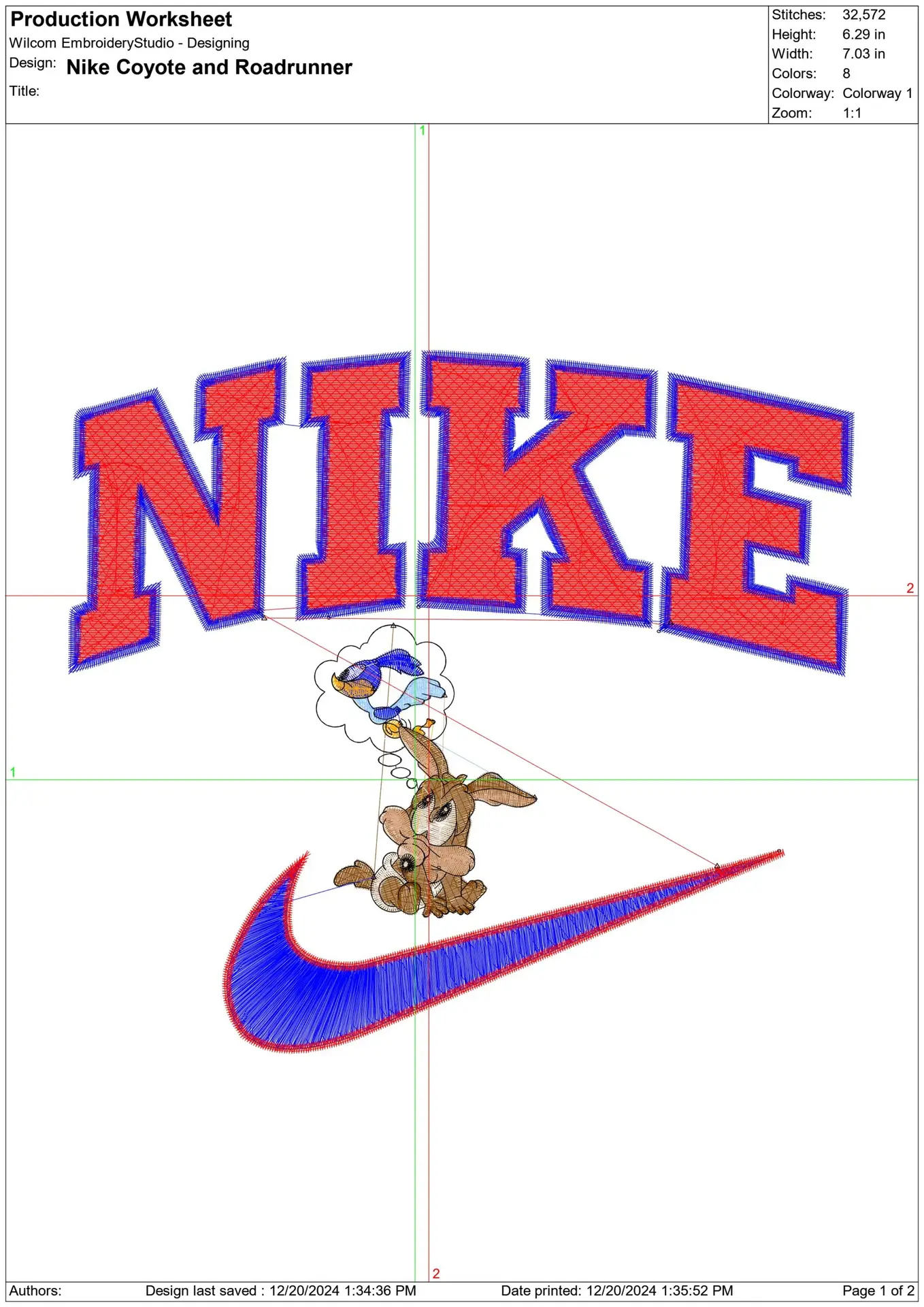 Nike Swoosh Baby Roadrunner and Coyote - Nike Looney Tunes embroidery design file - instant download — view 2