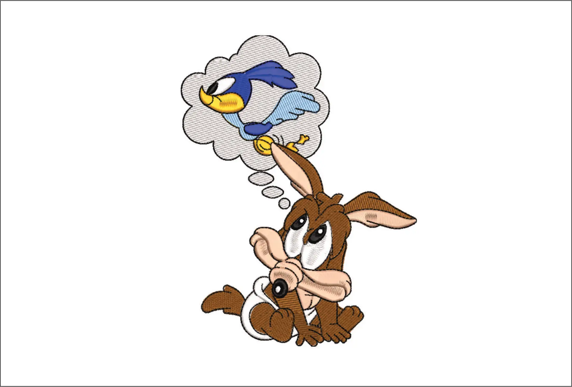 Baby Roadrunner and Coyote - Nike Looney Tunes embroidery design file - instant download