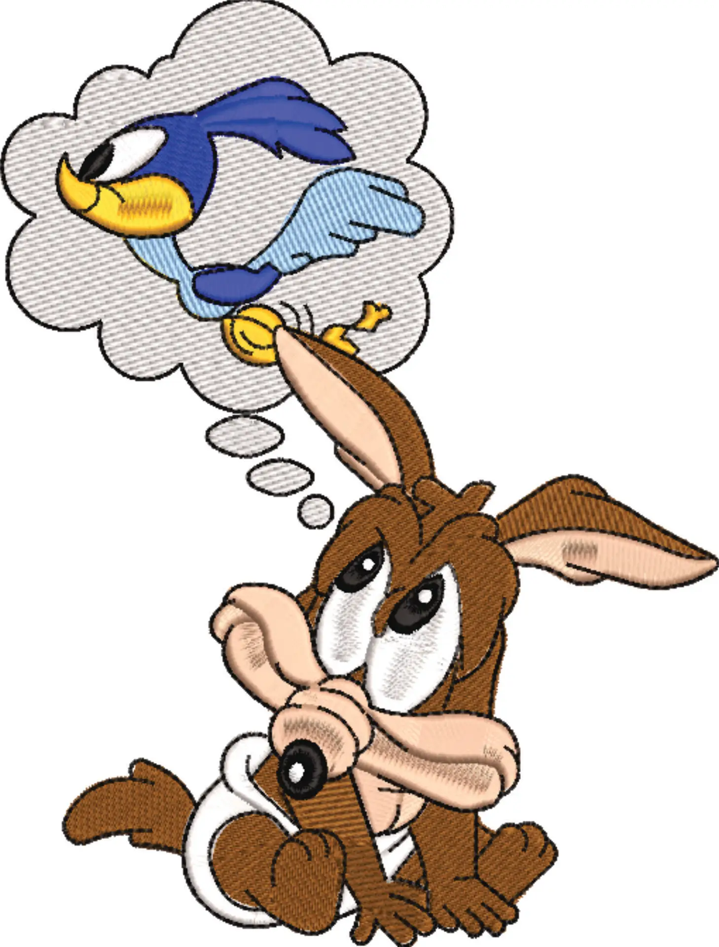 Baby Roadrunner and Coyote - Nike Looney Tunes embroidery design file - instant download — view 4