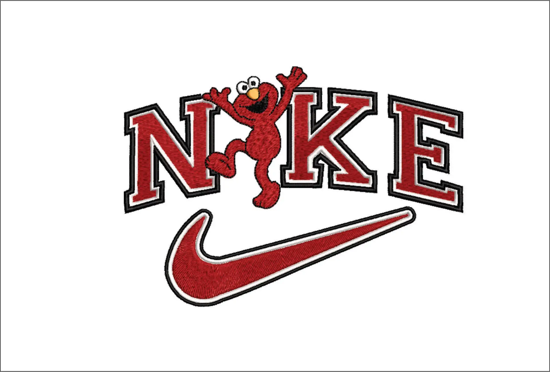 Nike Swoosh Elmo - Sesame Street embroidery design file - instant download