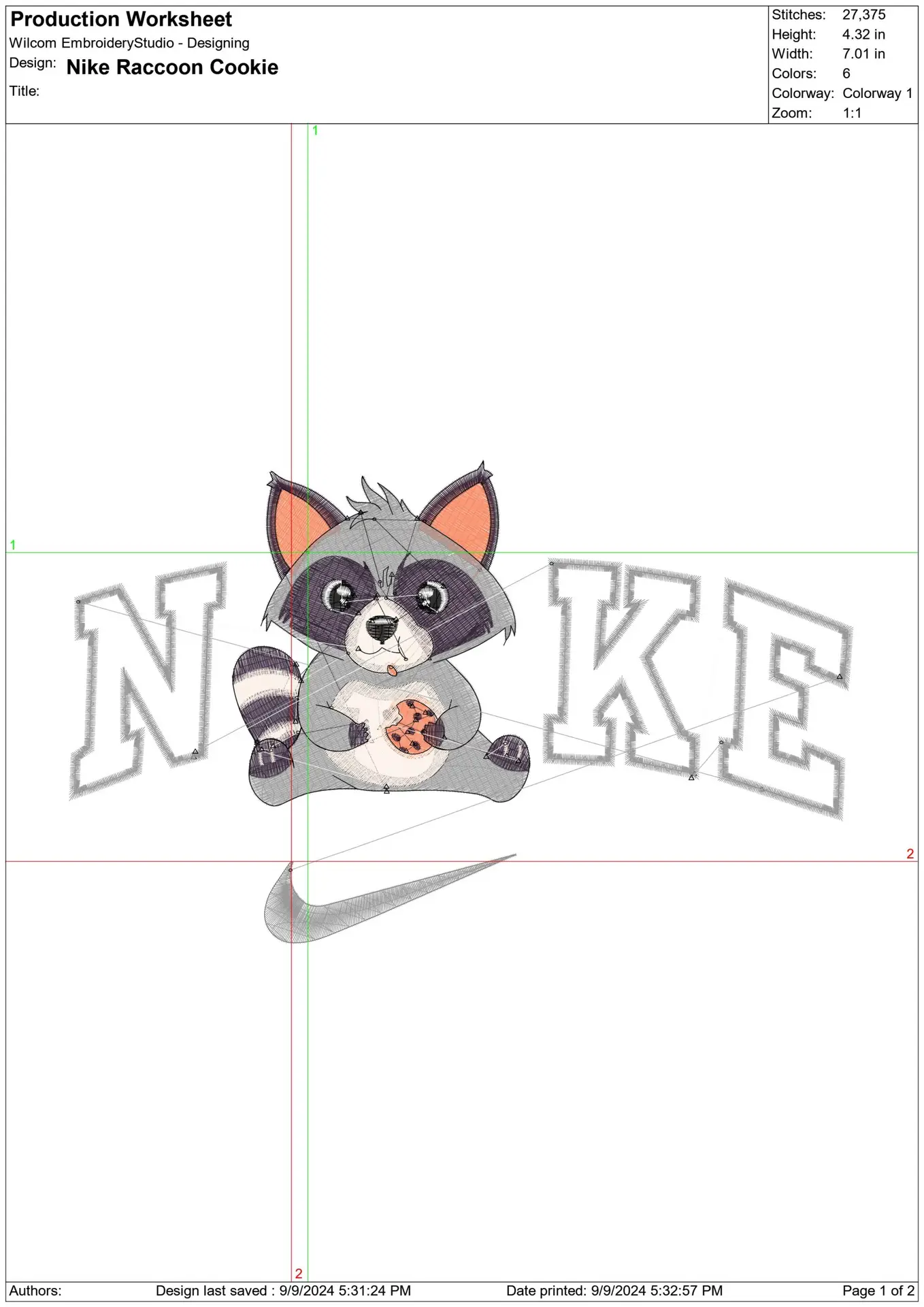 Nike Swoosh Raccoon With Cookie - Kids embroidery design file - instant download — view 2