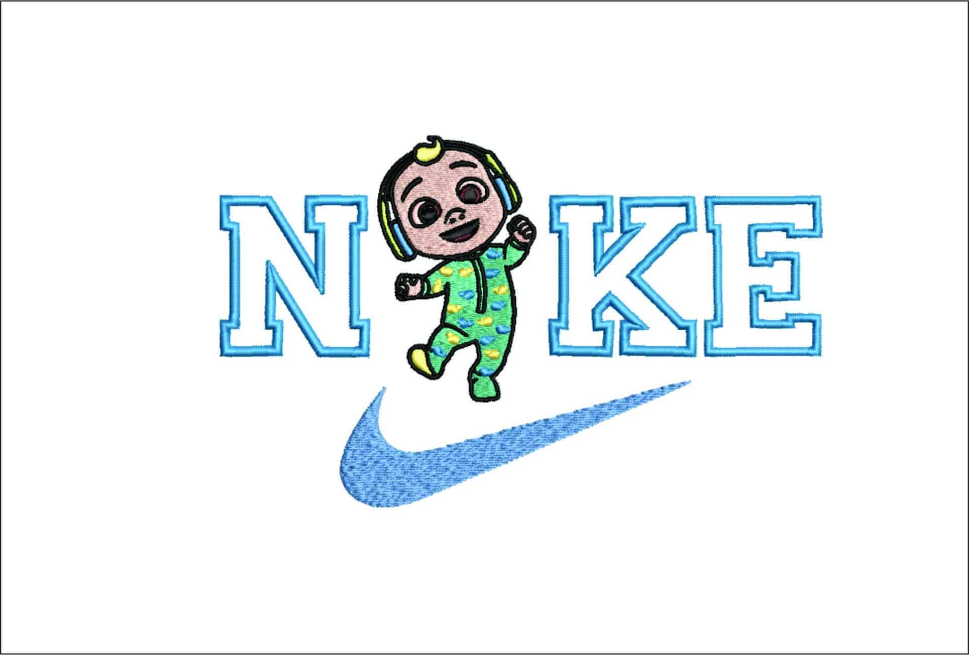 Nike Swoosh Cocomelon - Nike embroidery design file - instant download in a frame