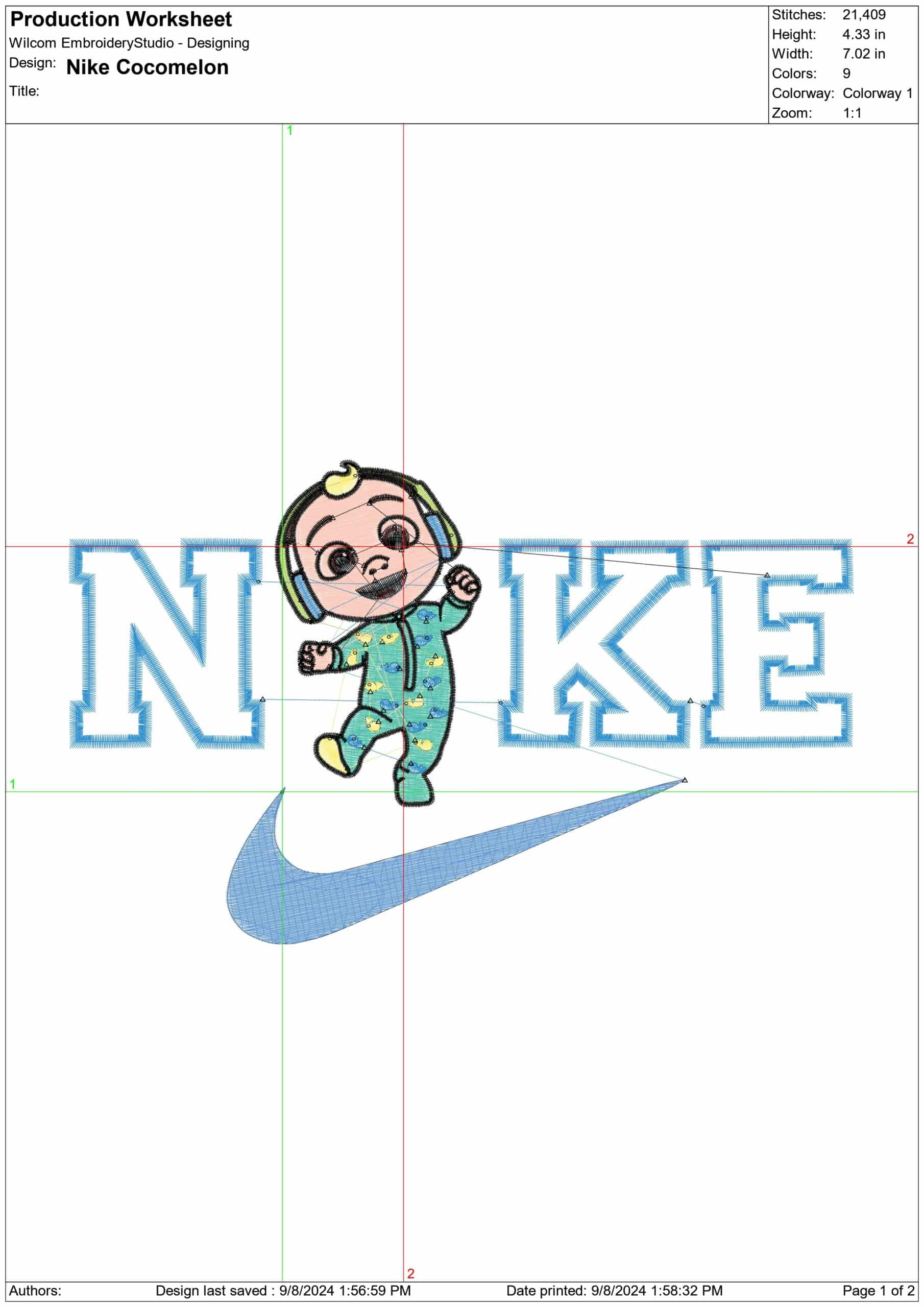 Nike Swoosh Cocomelon - Nike embroidery design file - instant download in a frame — view 2