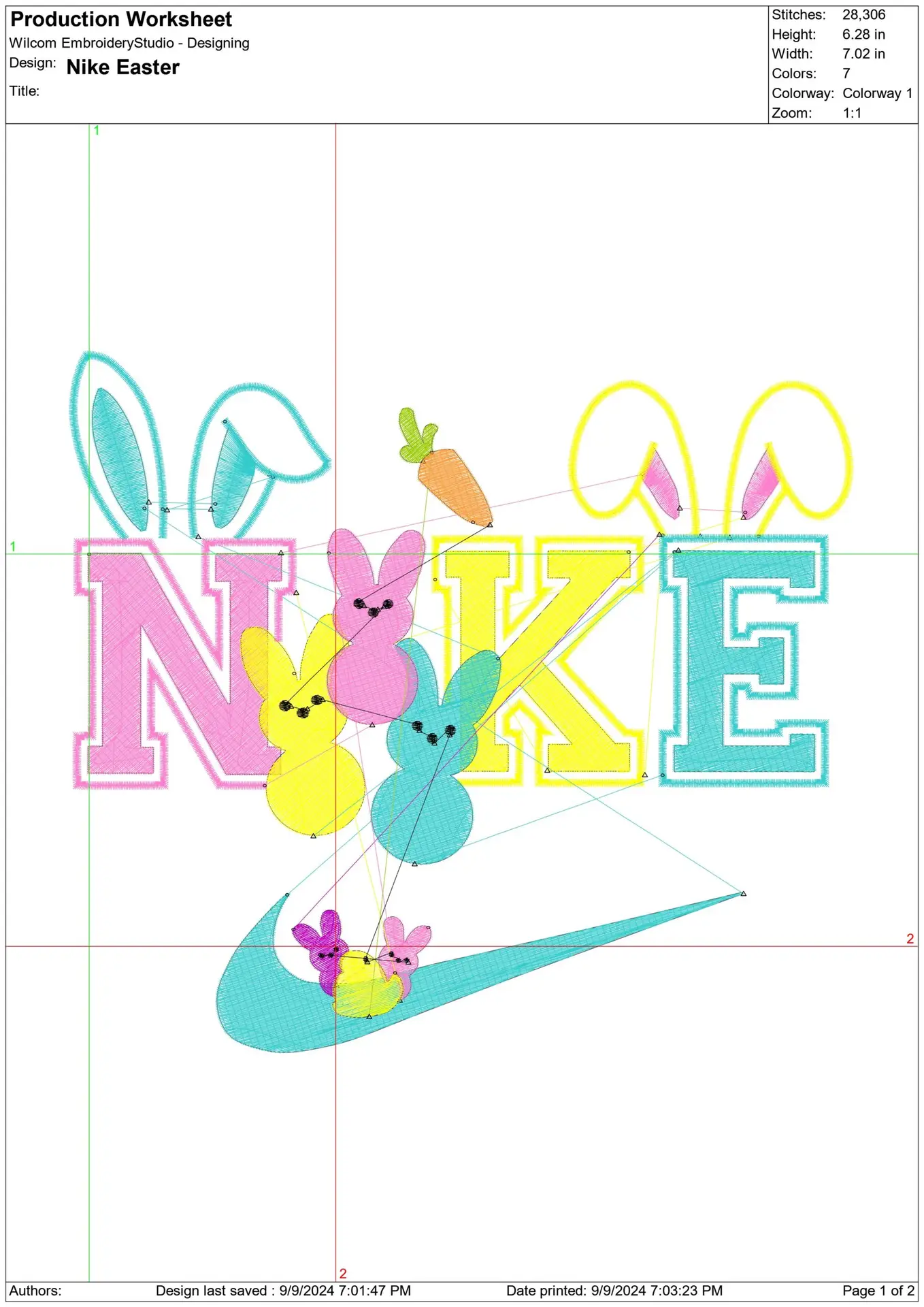 Nike Swoosh Easter Bunnies - Nike embroidery design file - instant download in a frame — view 2
