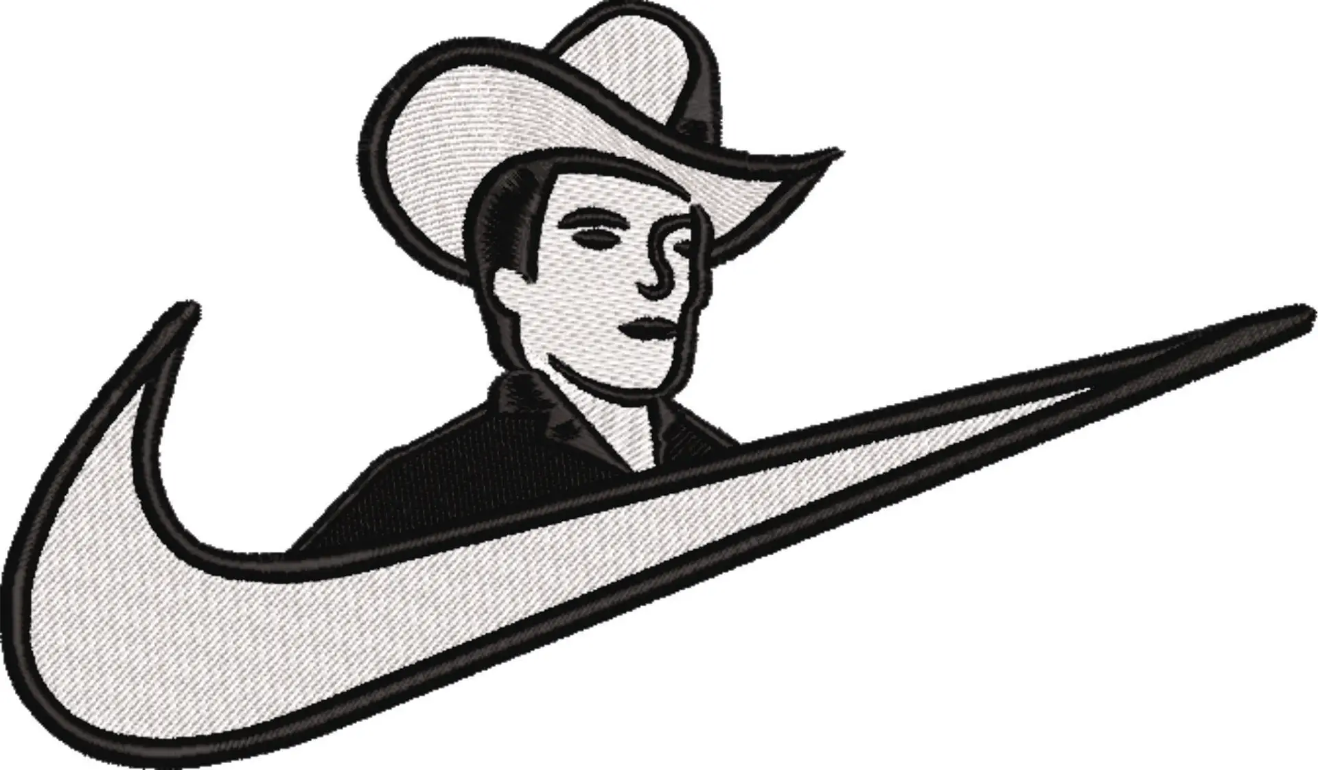 Nike Swoosh Cowboy - Nike embroidery design file - instant download in a frame — view 4