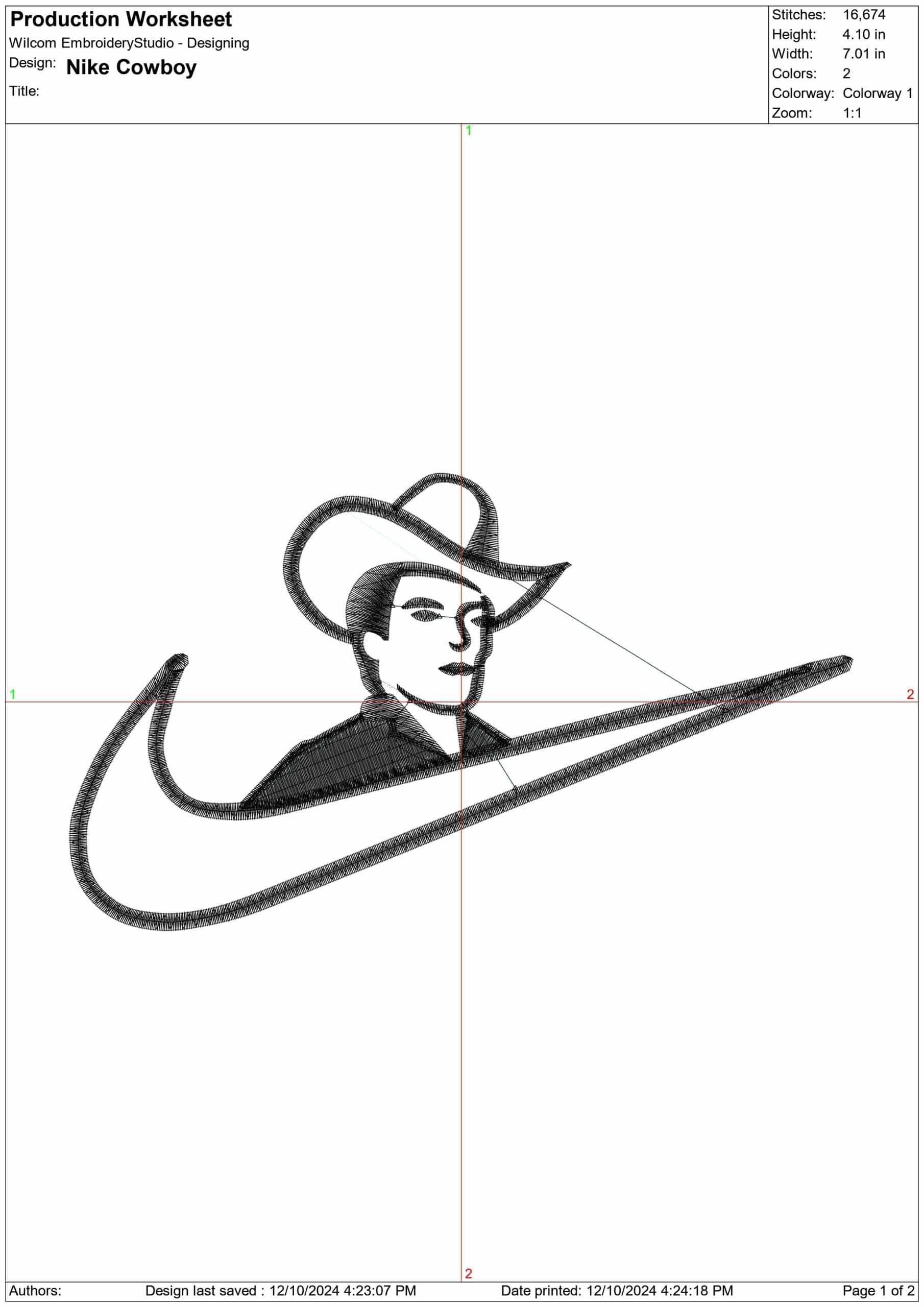 Nike Swoosh Cowboy - Nike embroidery design file - instant download in a frame — view 2